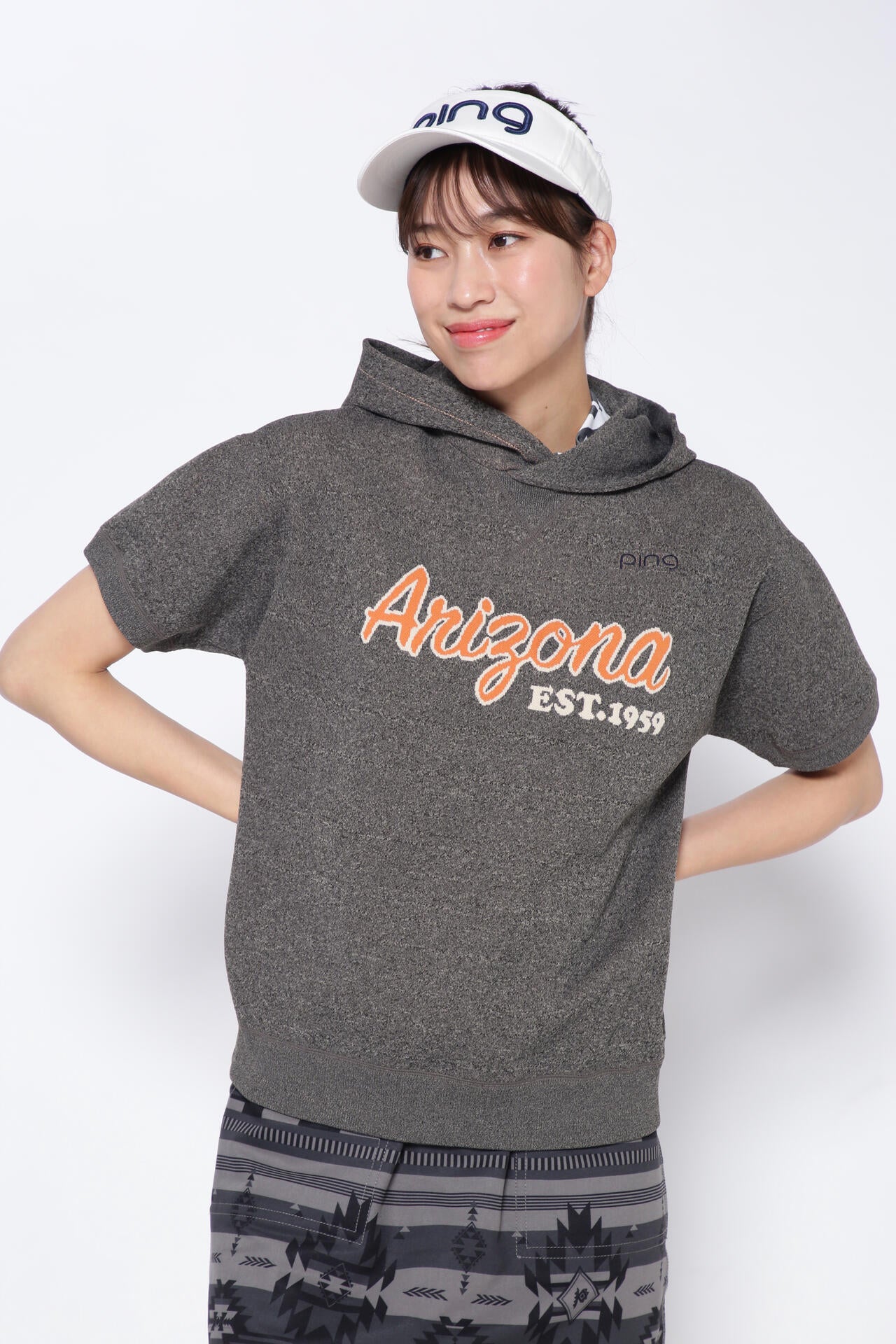 【PING APPAREL】アリゾナ半袖ニットフーディプルオーバー <NATIVE> (LADIES)