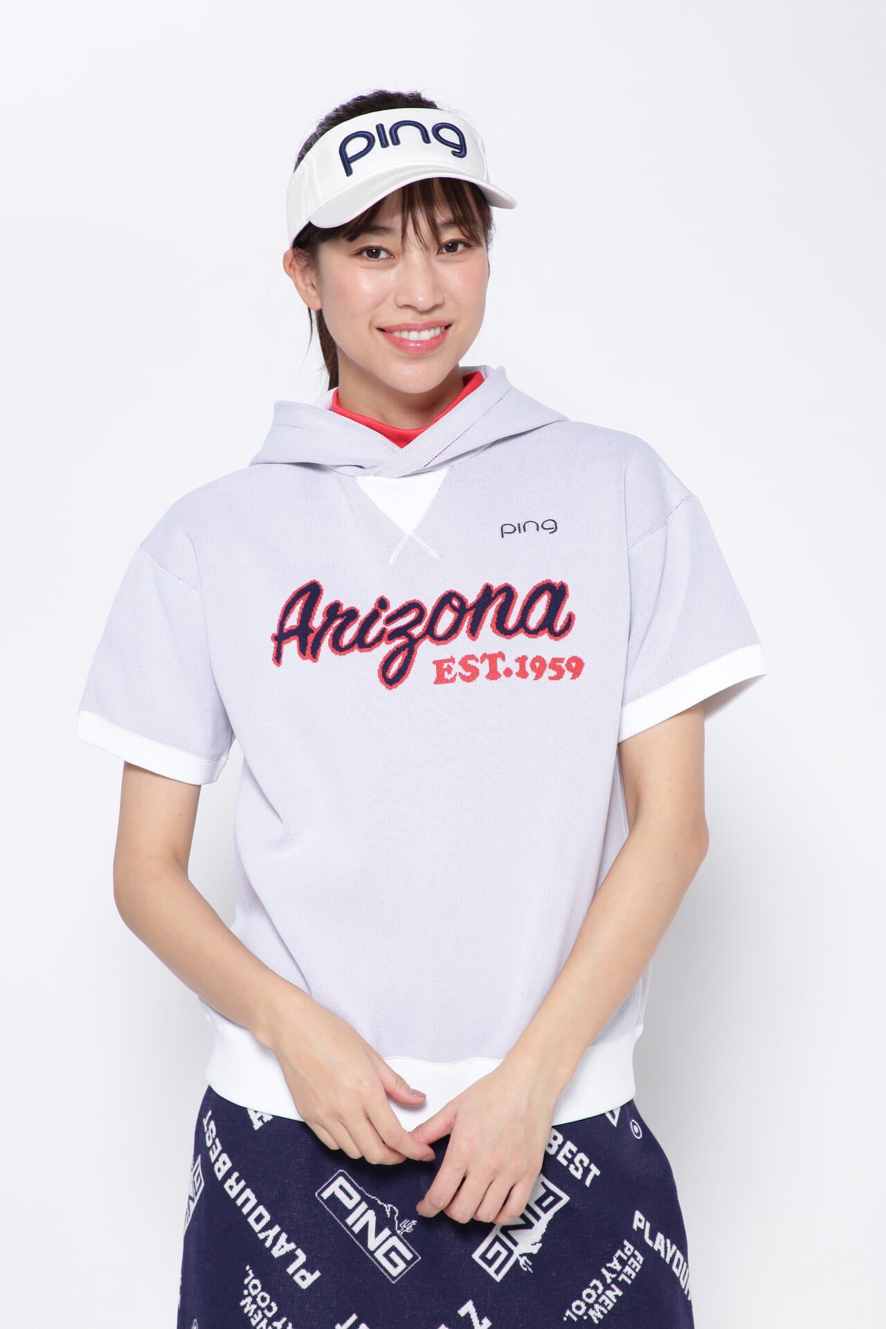 【PING APPAREL】アリゾナ半袖ニットフーディプルオーバー <NATIVE> (LADIES)
