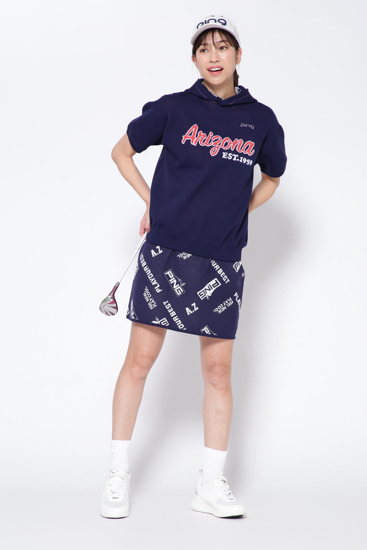 【PING APPAREL】アリゾナ半袖ニットフーディプルオーバー <NATIVE> (LADIES)
