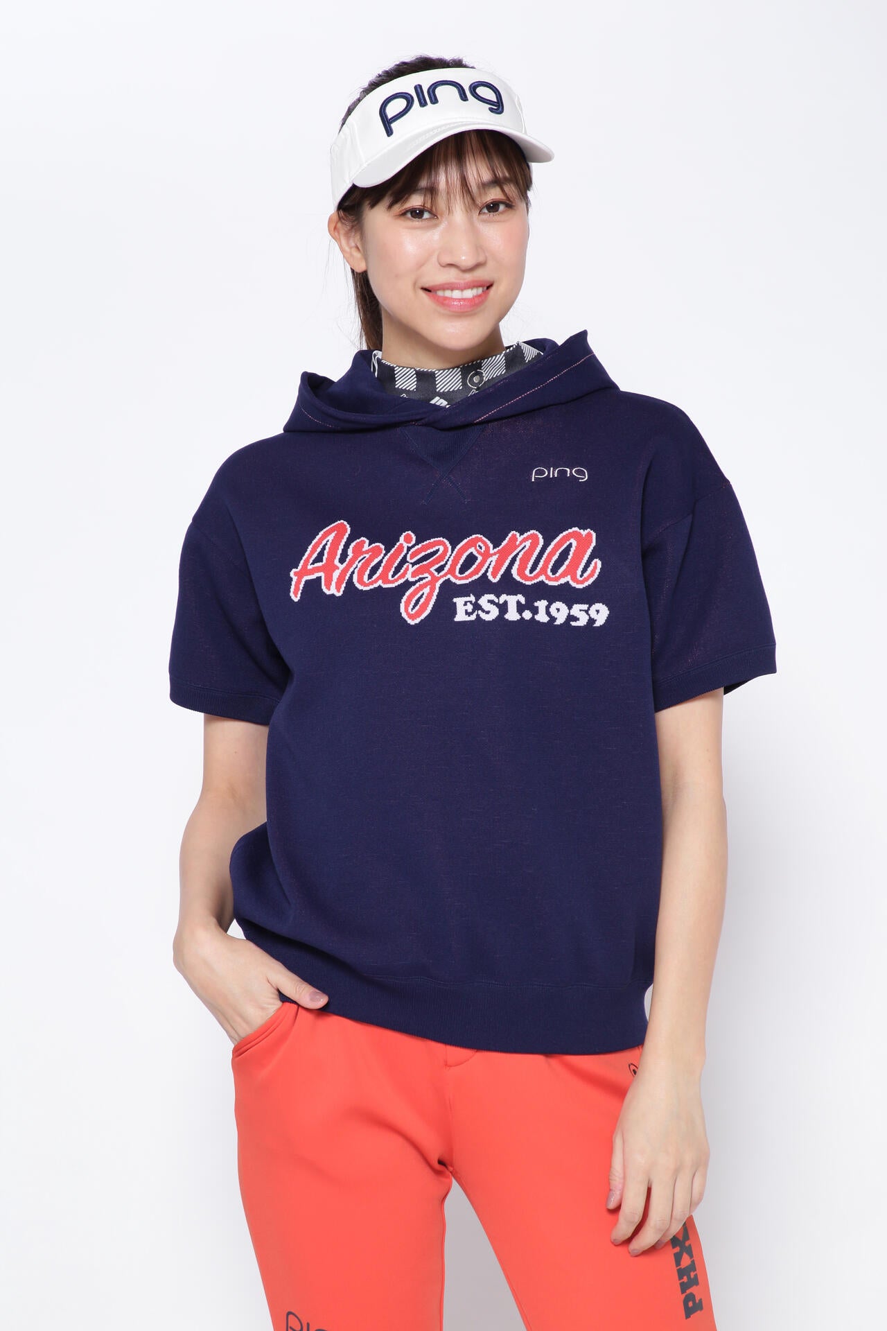 【PING APPAREL】アリゾナ半袖ニットフーディプルオーバー <NATIVE> (LADIES)