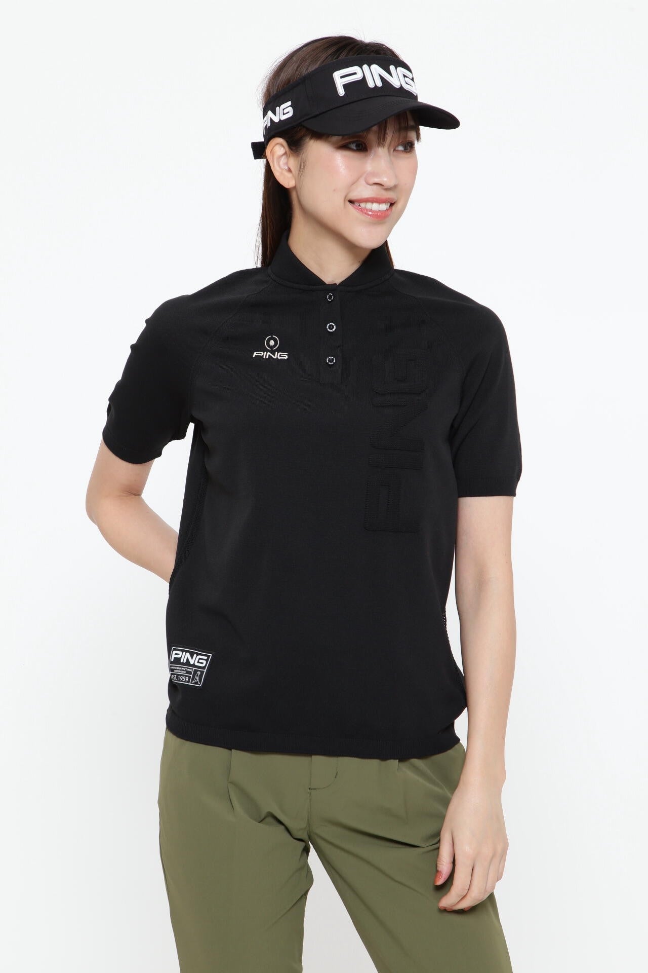 【PING APPAREL】ホールガーメントニットポロシャツ <GOLD> (LADIES)