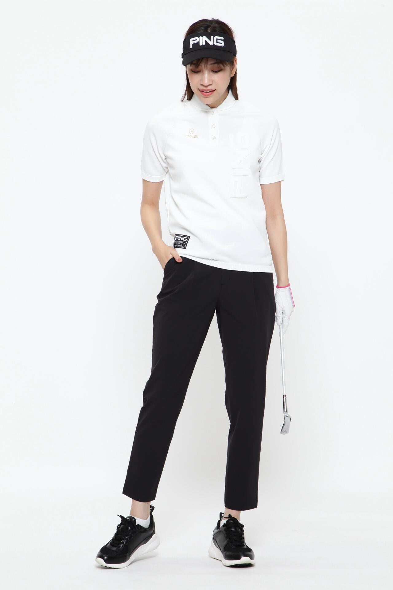【PING APPAREL】ホールガーメントニットポロシャツ <GOLD> (LADIES)