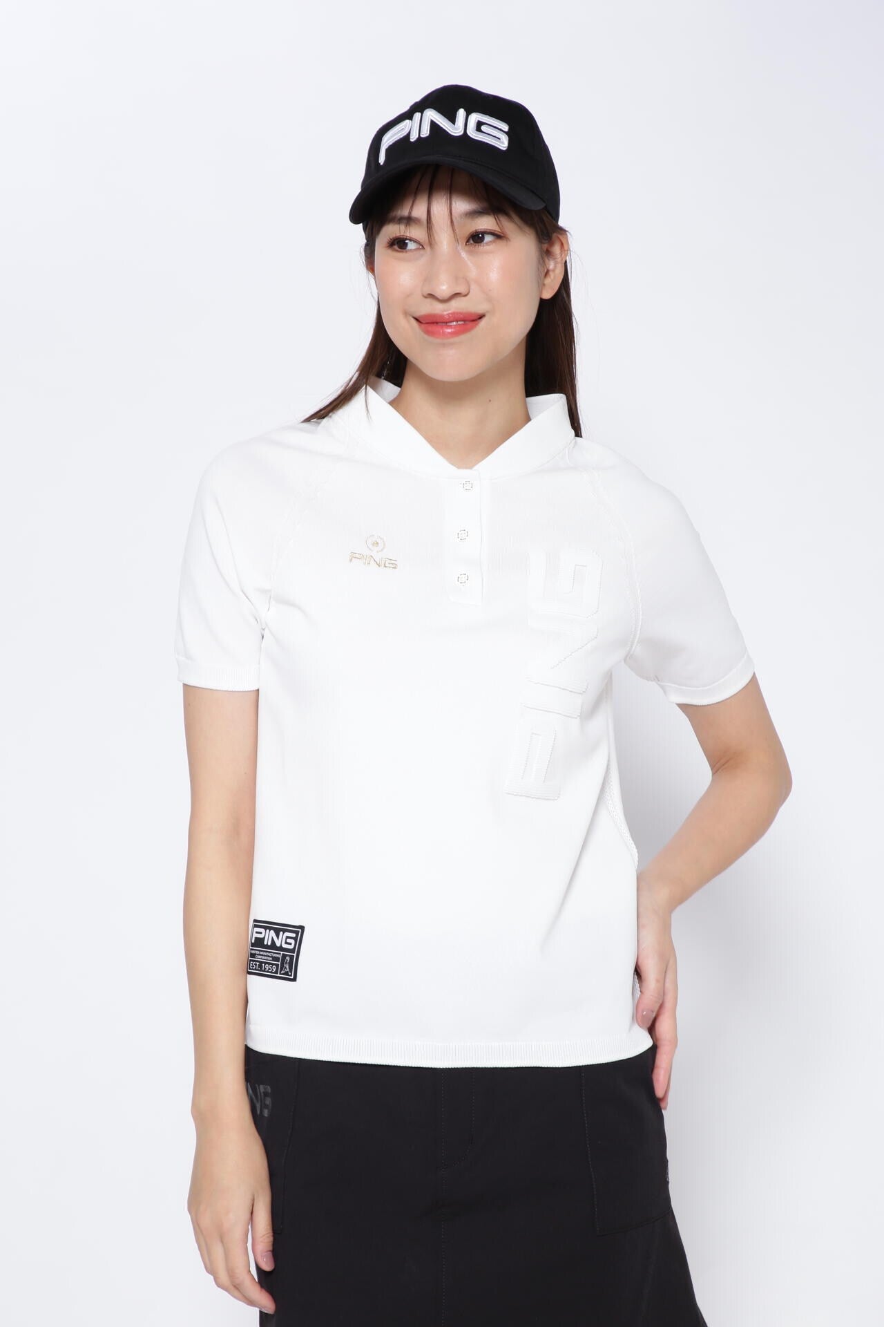 【PING APPAREL】ホールガーメントニットポロシャツ <GOLD> (LADIES)