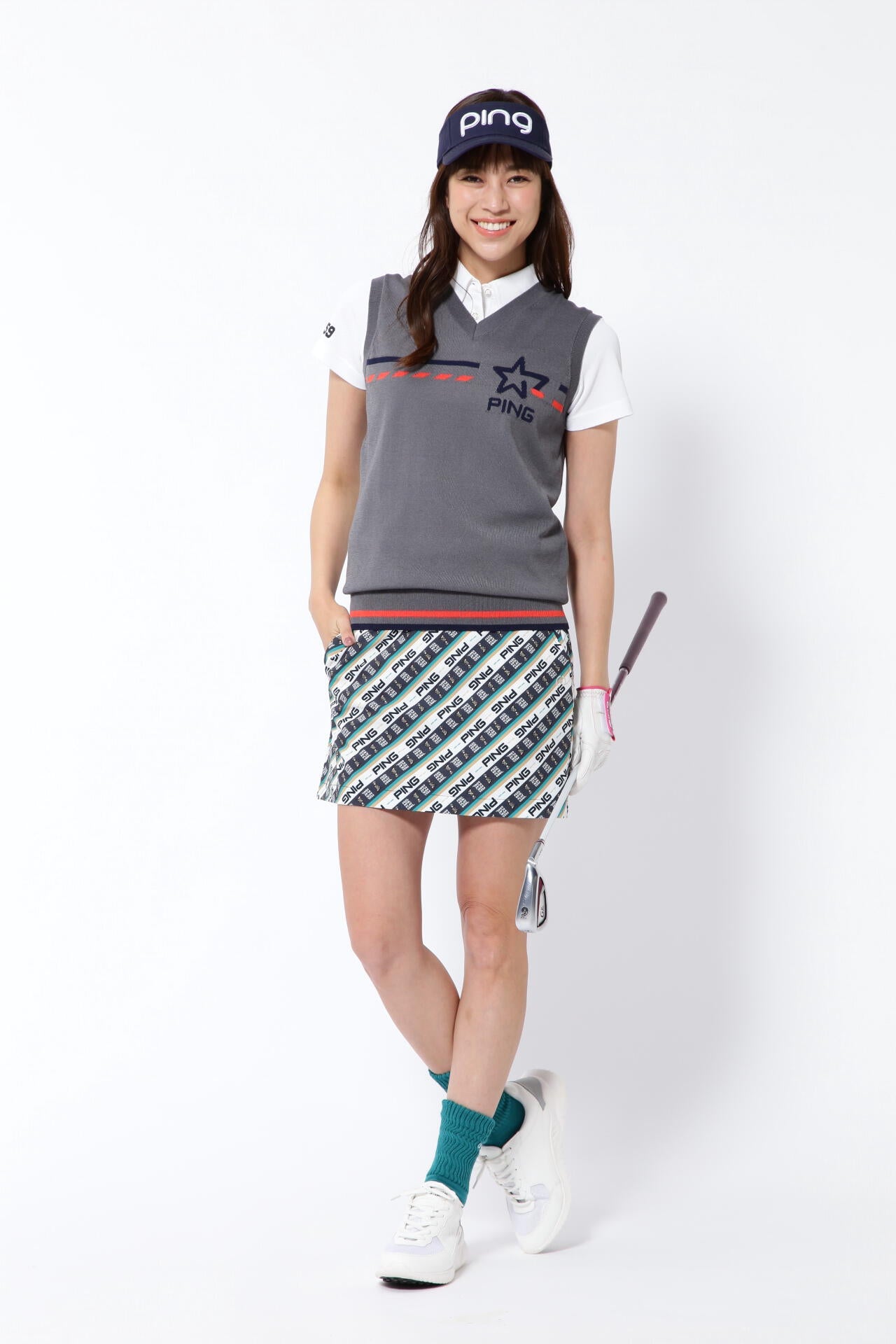 【PING APPAREL】AZジャガードVネックニットベスト <NATIVE> (LADIES)