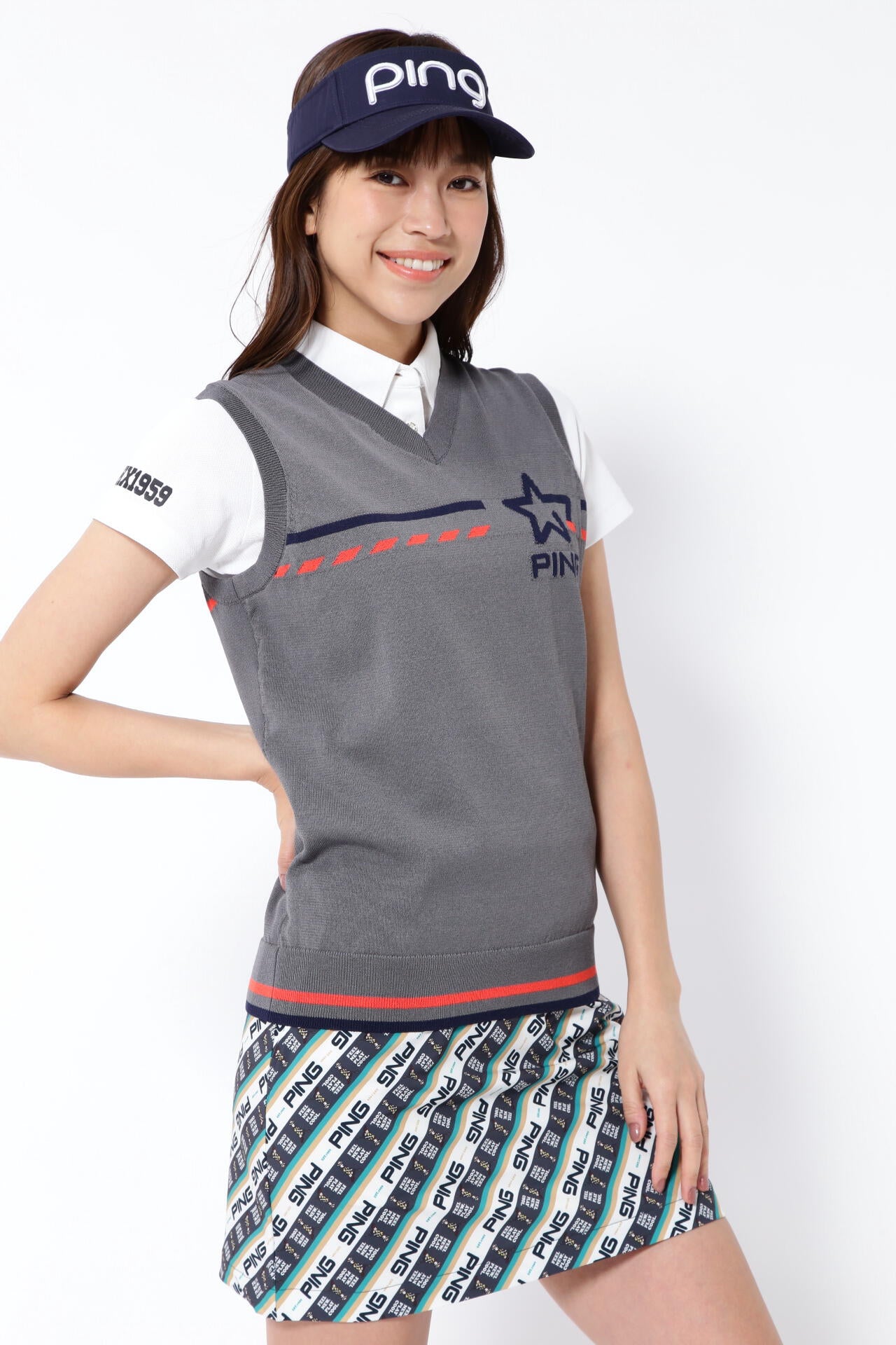 【PING APPAREL】AZジャガードVネックニットベスト <NATIVE> (LADIES)