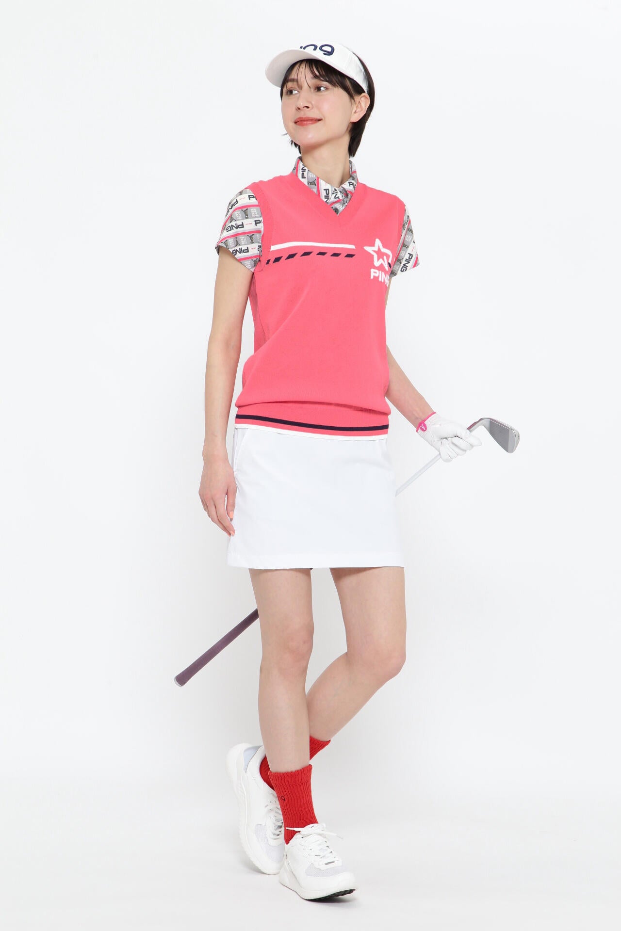 【PING APPAREL】AZジャガードVネックニットベスト <NATIVE> (LADIES)