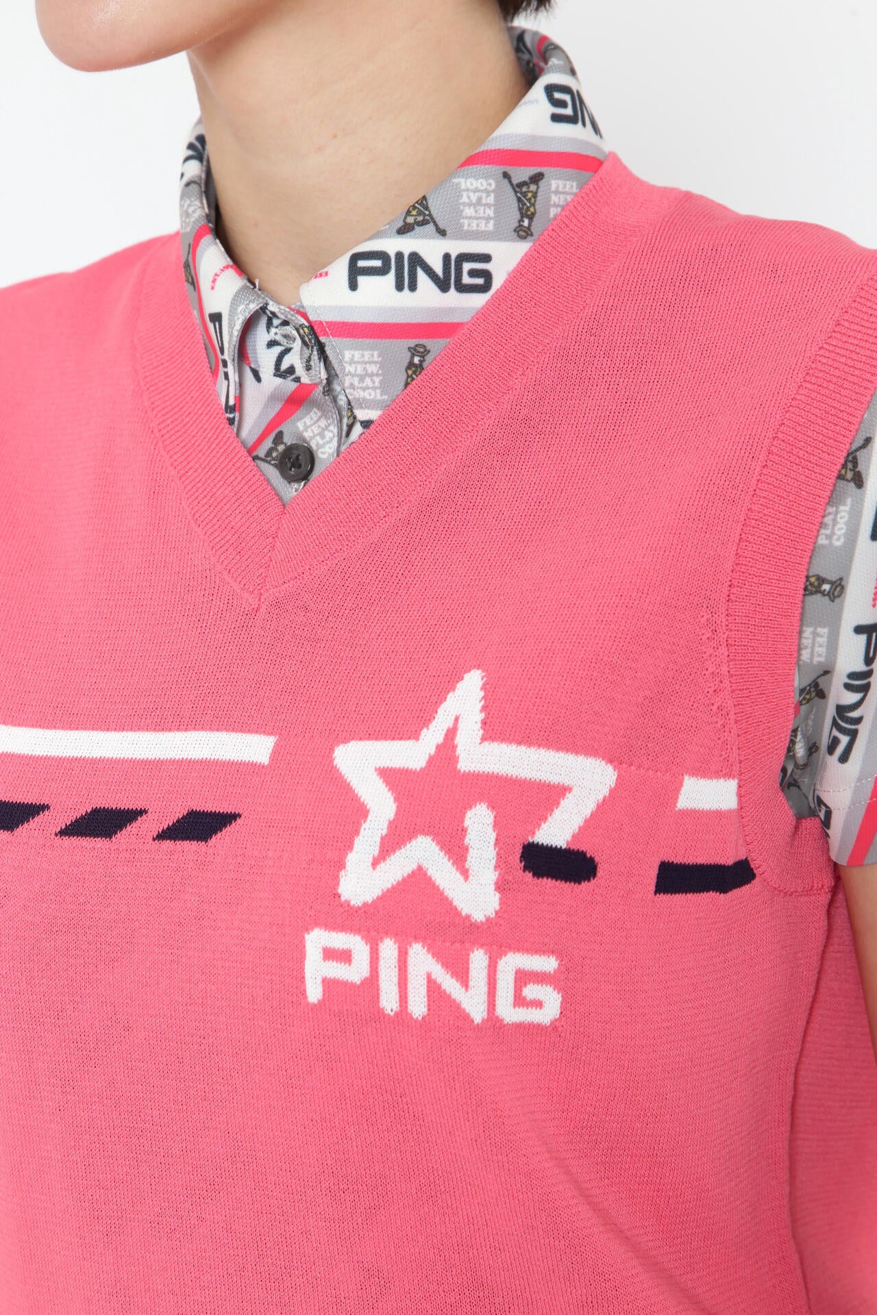 【PING APPAREL】AZジャガードVネックニットベスト <NATIVE> (LADIES)