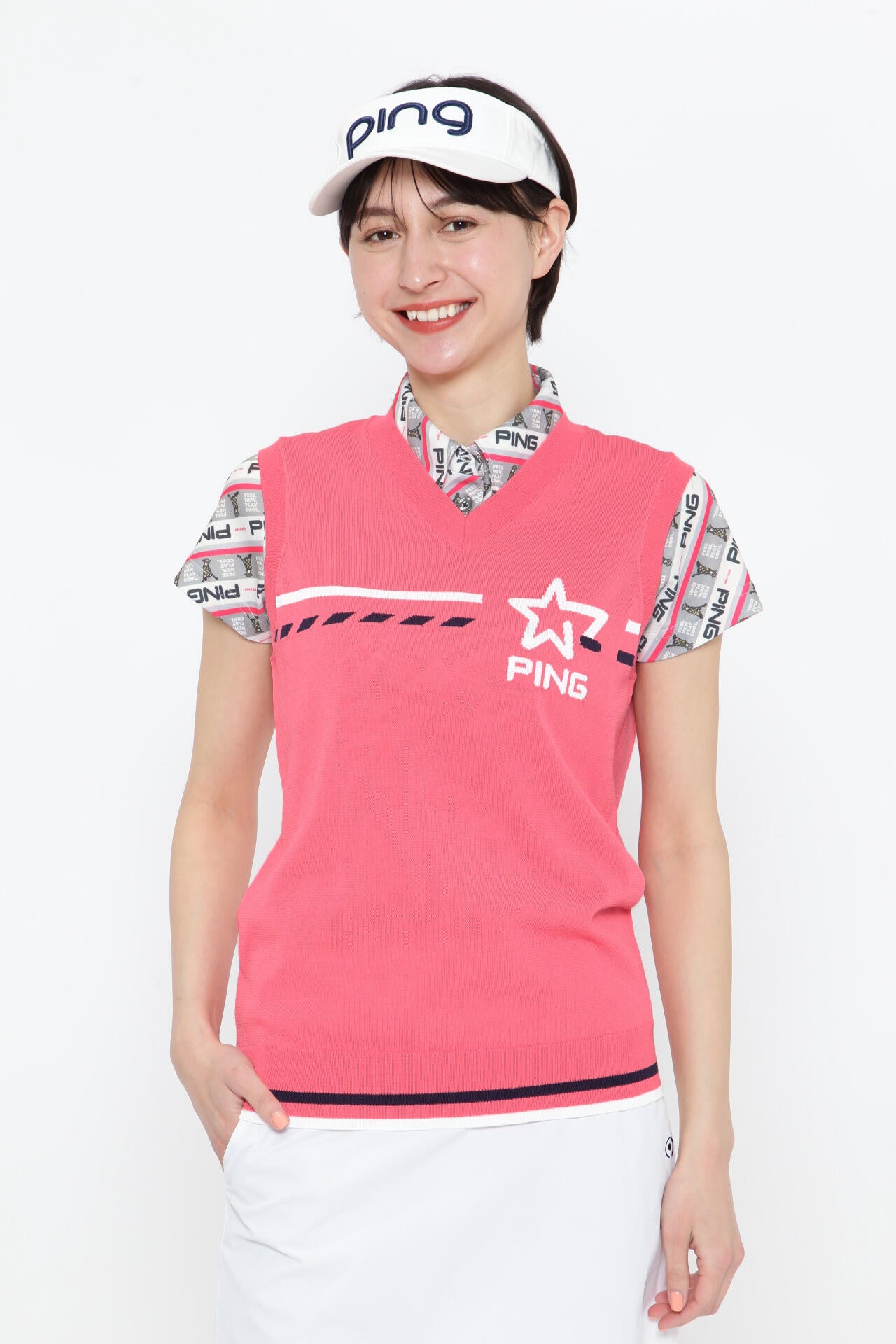 【PING APPAREL】AZジャガードVネックニットベスト <NATIVE> (LADIES)