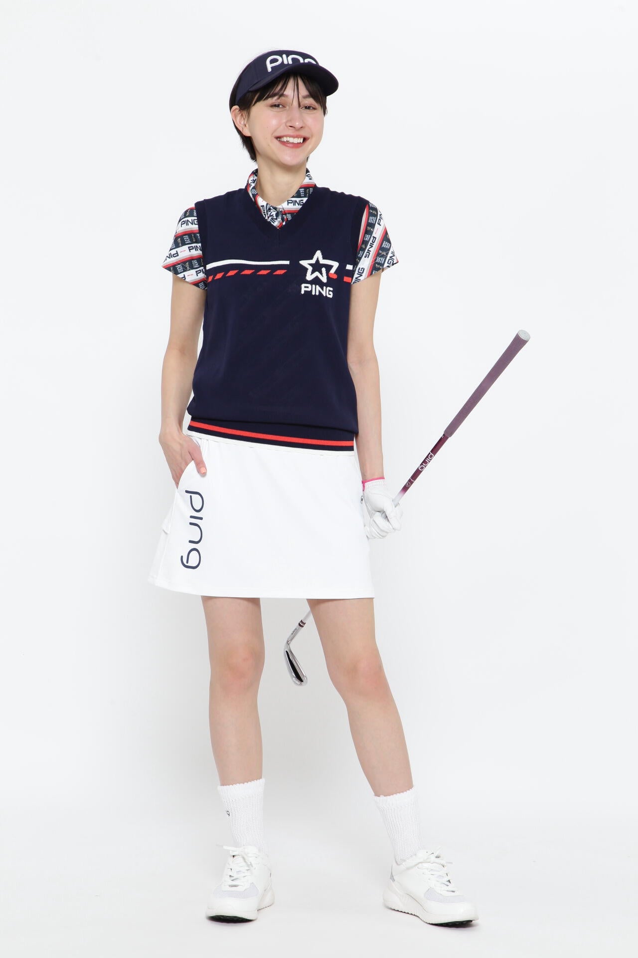 【PING APPAREL】AZジャガードVネックニットベスト <NATIVE> (LADIES)
