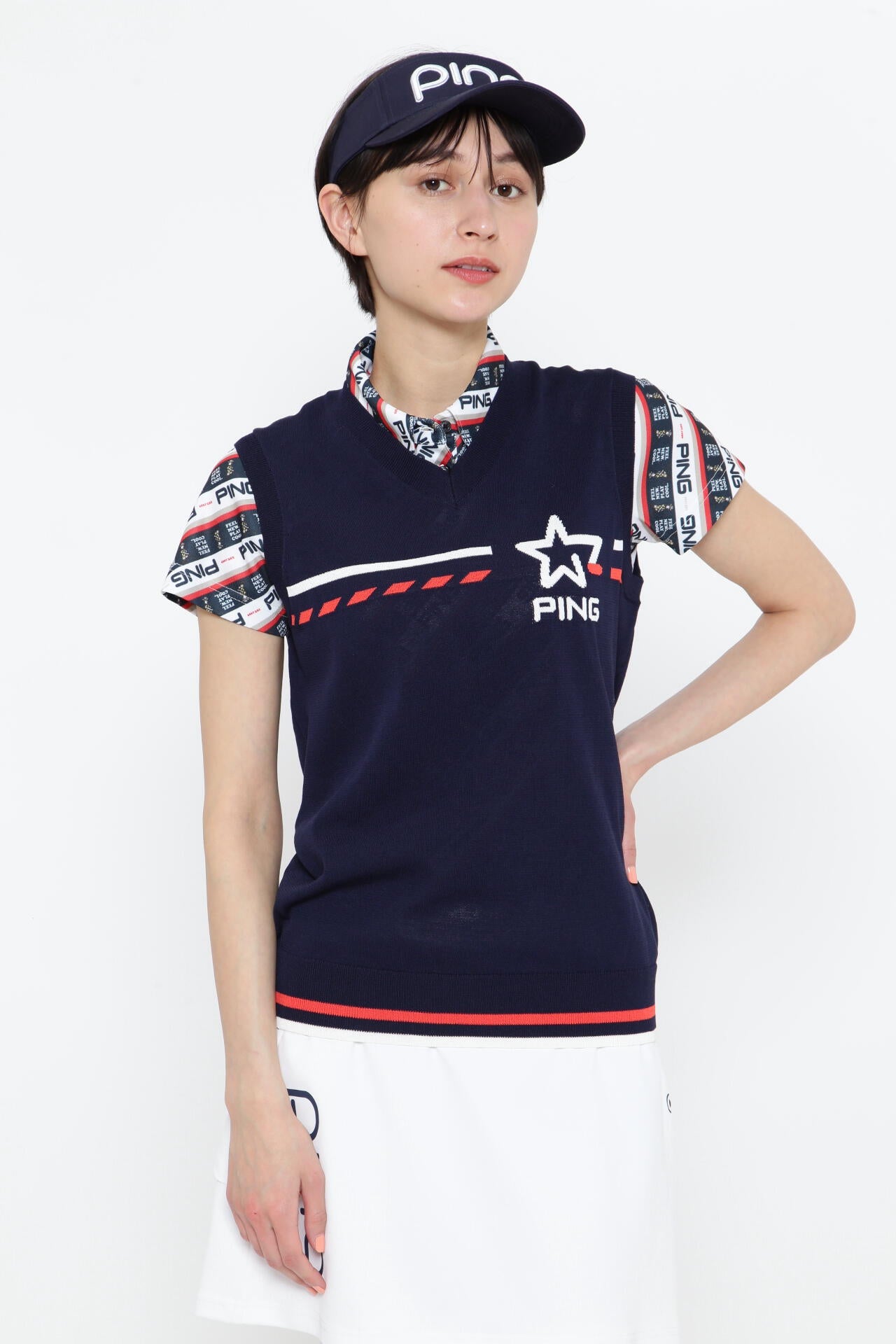 【PING APPAREL】AZジャガードVネックニットベスト <NATIVE> (LADIES)