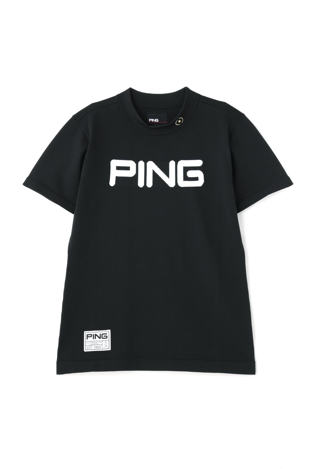 【PING APPAREL】リサイクルドライ PINGロゴ半袖ハイネックニットプルオーバー <GOLD> (LADIES)