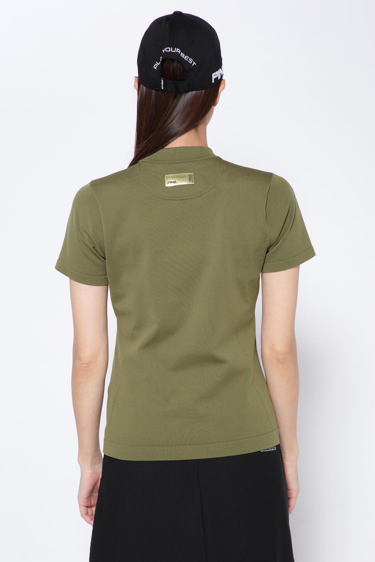 【PING APPAREL】リサイクルドライ PINGロゴ半袖ハイネックニットプルオーバー <GOLD> (LADIES)