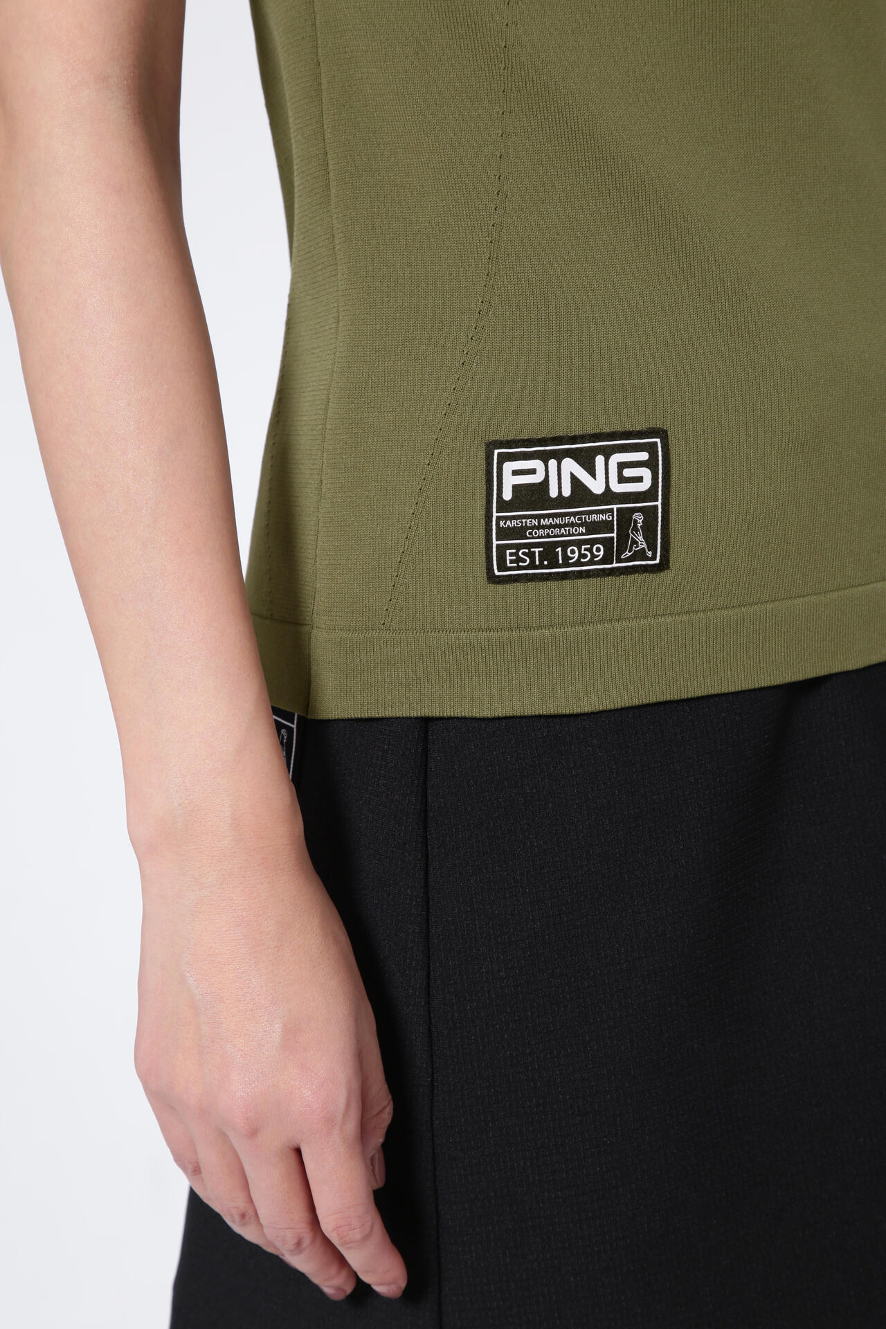 【PING APPAREL】リサイクルドライ PINGロゴ半袖ハイネックニットプルオーバー <GOLD> (LADIES)
