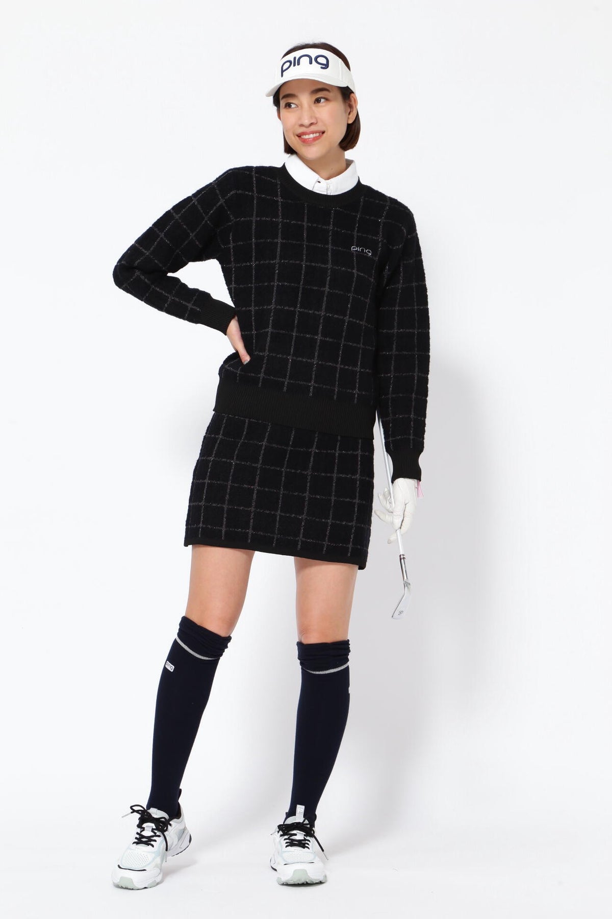 【PING APPAREL】ブークレチェック柄 ジャカードニットスカート <NATIVE> (LADIES)