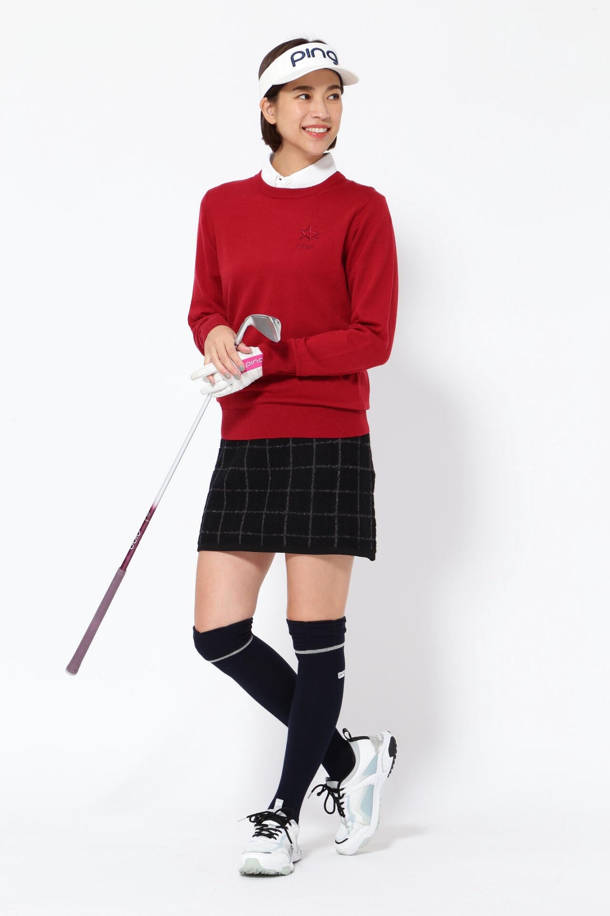【PING APPAREL】ブークレチェック柄 ジャカードニットスカート <NATIVE> (LADIES)