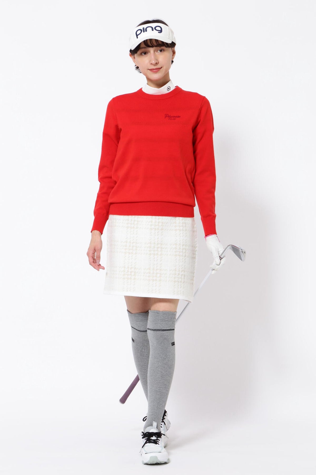 【PING APPAREL】ブークレチェック柄 ジャカードニットスカート <NATIVE> (LADIES)
