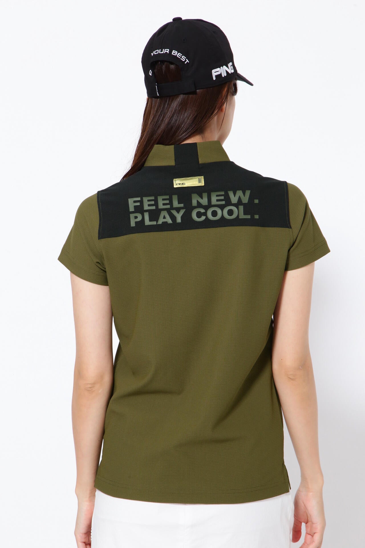 【PING APPAREL】エコブルー 半袖ハイネックカットソー <GOLD> (LADIES)