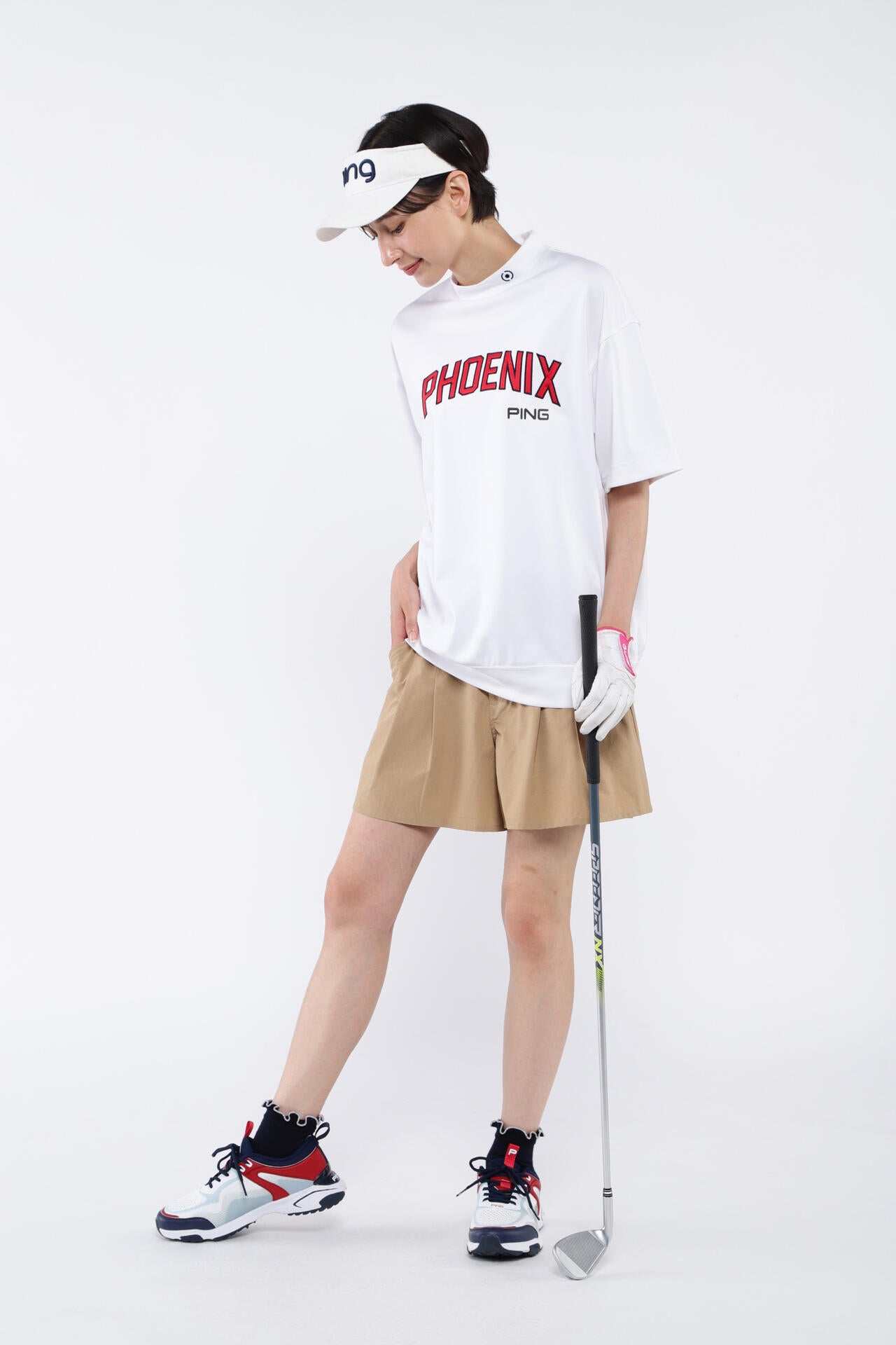 【PING APPAREL】杢ストレッチポンチスペースマスターUV半袖ハイネックカットソー <NATIVE> (LADIES)
