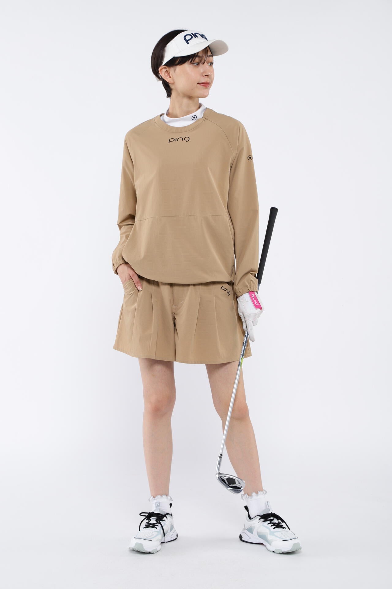 【PING APPAREL】杢ストレッチポンチスペースマスターUV半袖ハイネックカットソー <NATIVE> (LADIES)