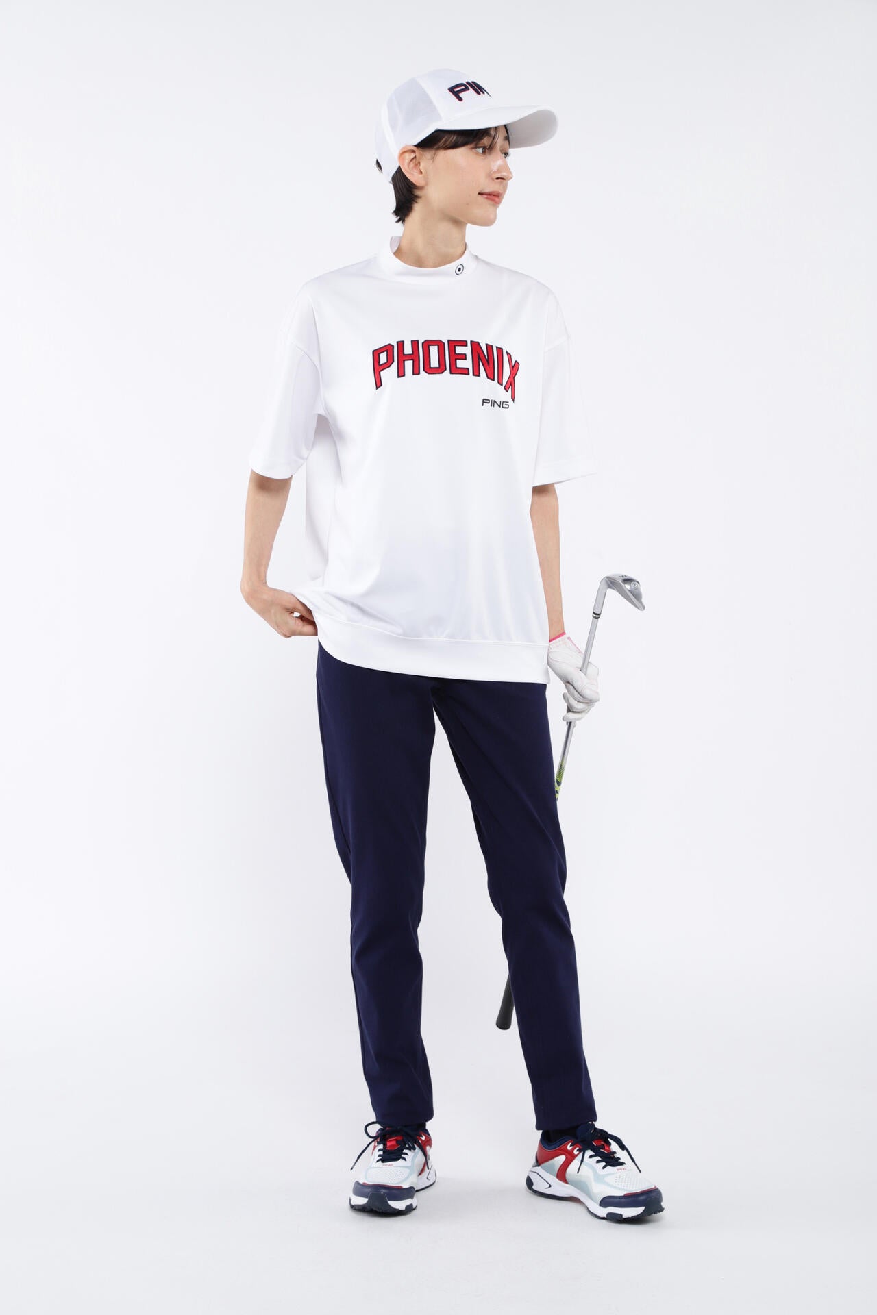 【PING APPAREL】杢ストレッチポンチスペースマスターUV半袖ハイネックカットソー <NATIVE> (LADIES)