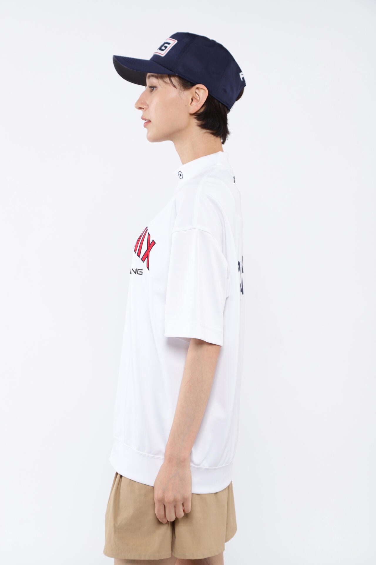 【PING APPAREL】杢ストレッチポンチスペースマスターUV半袖ハイネックカットソー <NATIVE> (LADIES)