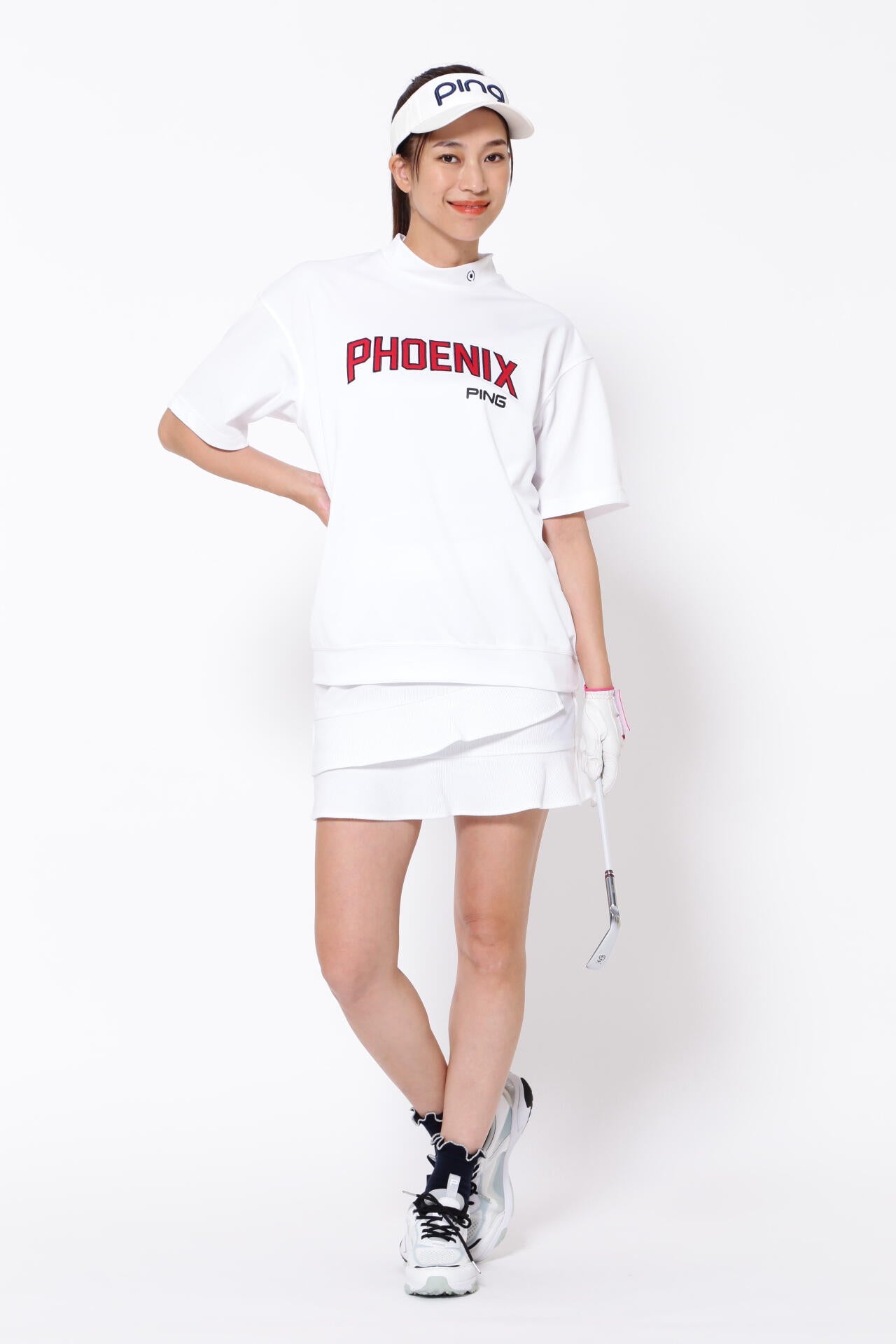 【PING APPAREL】杢ストレッチポンチスペースマスターUV半袖ハイネックカットソー <NATIVE> (LADIES)