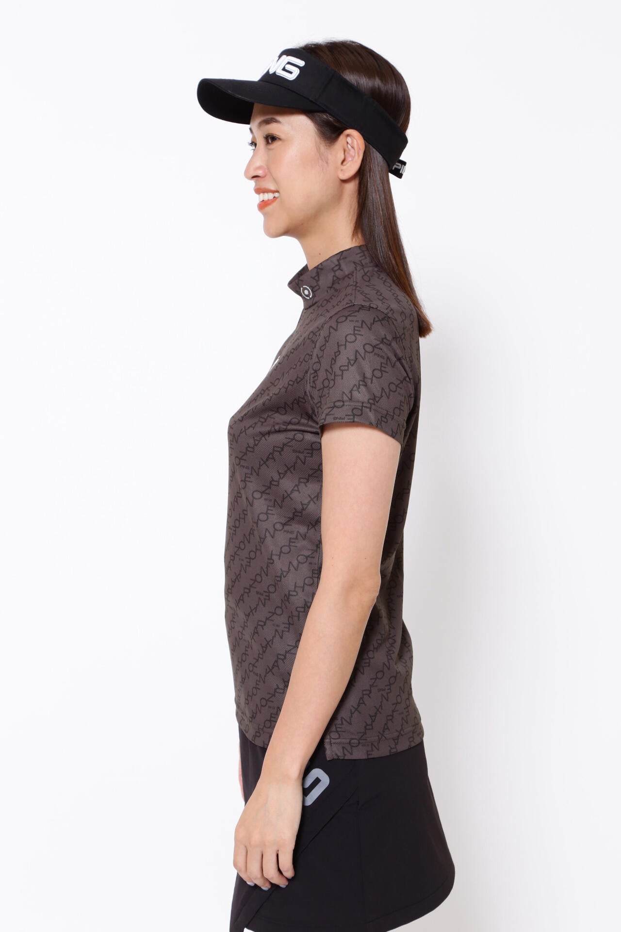 【PING APPAREL】総柄転写プリント クールコア ストレッチ起毛半袖UVハイネック<PERFORMANCE> (LADIES)