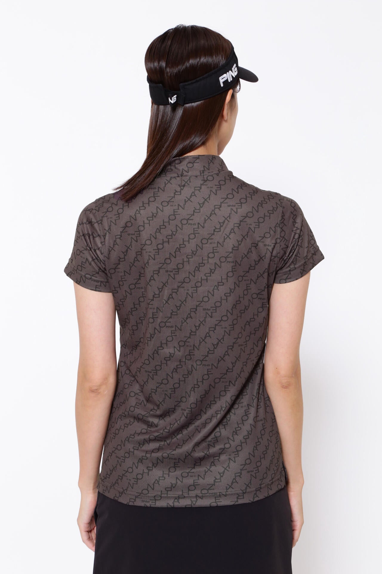 【PING APPAREL】総柄転写プリント クールコア ストレッチ起毛半袖UVハイネック<PERFORMANCE> (LADIES)