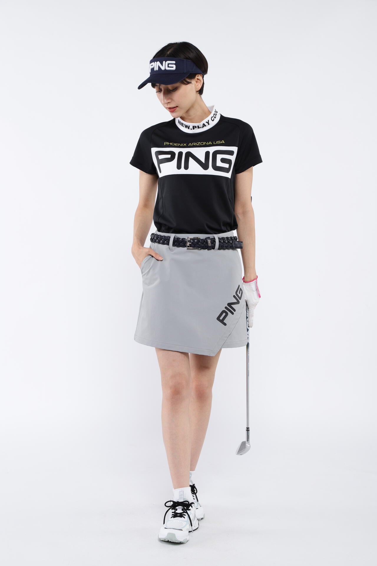 【PING APPAREL】BIG PINGロゴ クールコア半袖ハイネックカットソー <PERFORMANCE> (LADIES)
