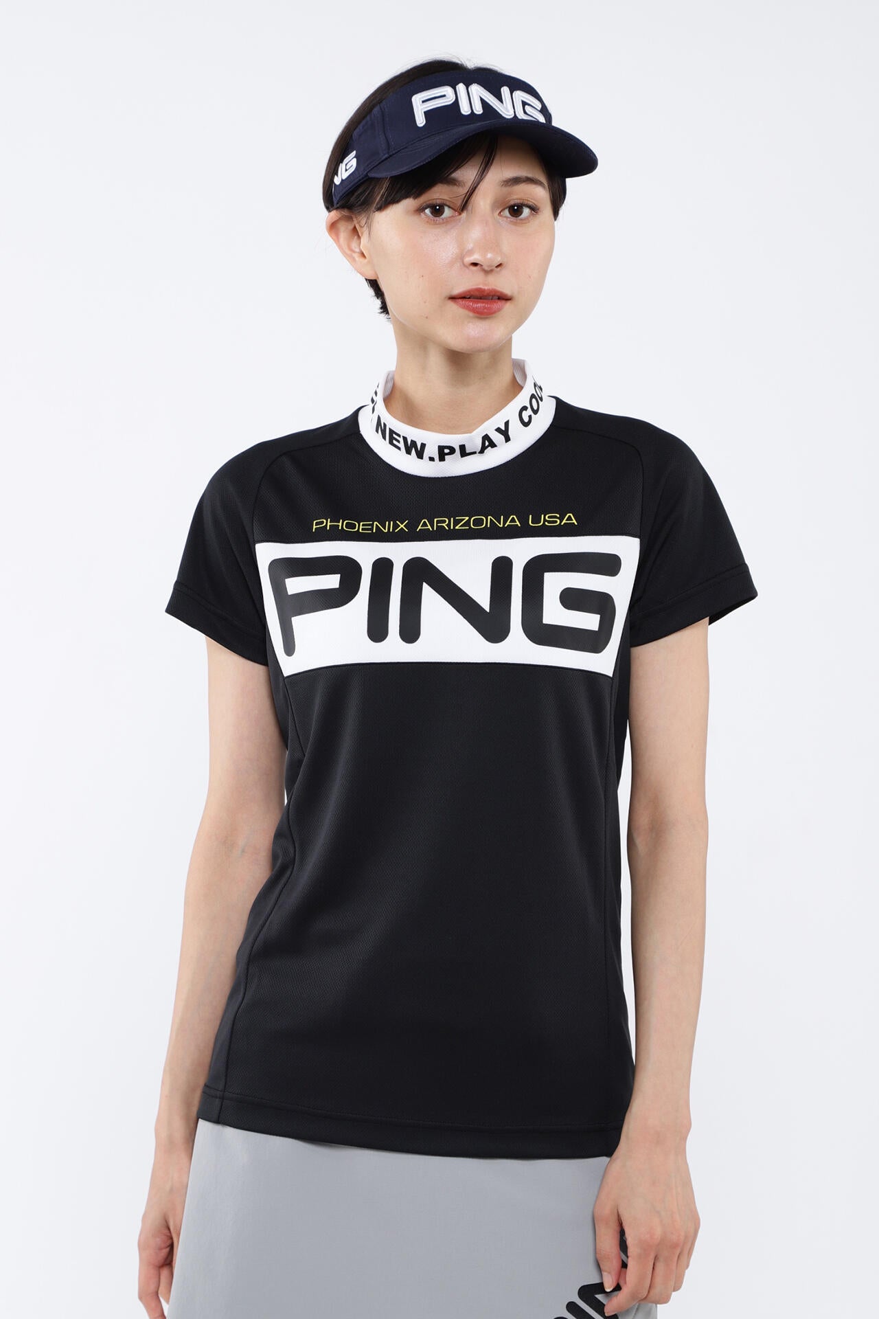 【PING APPAREL】BIG PINGロゴ クールコア半袖ハイネックカットソー <PERFORMANCE> (LADIES)