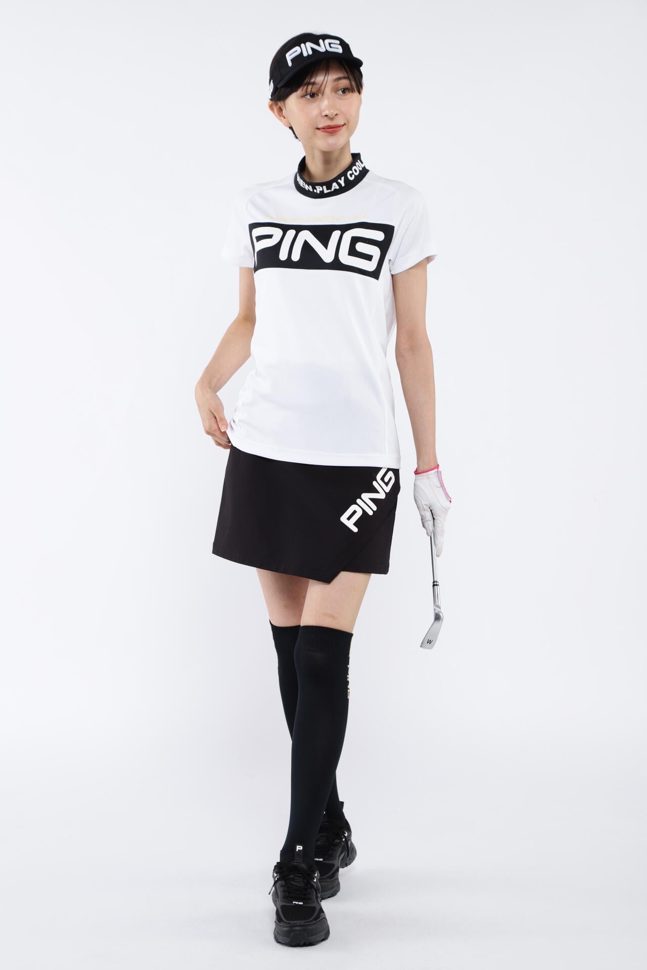 【PING APPAREL】BIG PINGロゴ クールコア半袖ハイネックカットソー <PERFORMANCE> (LADIES)