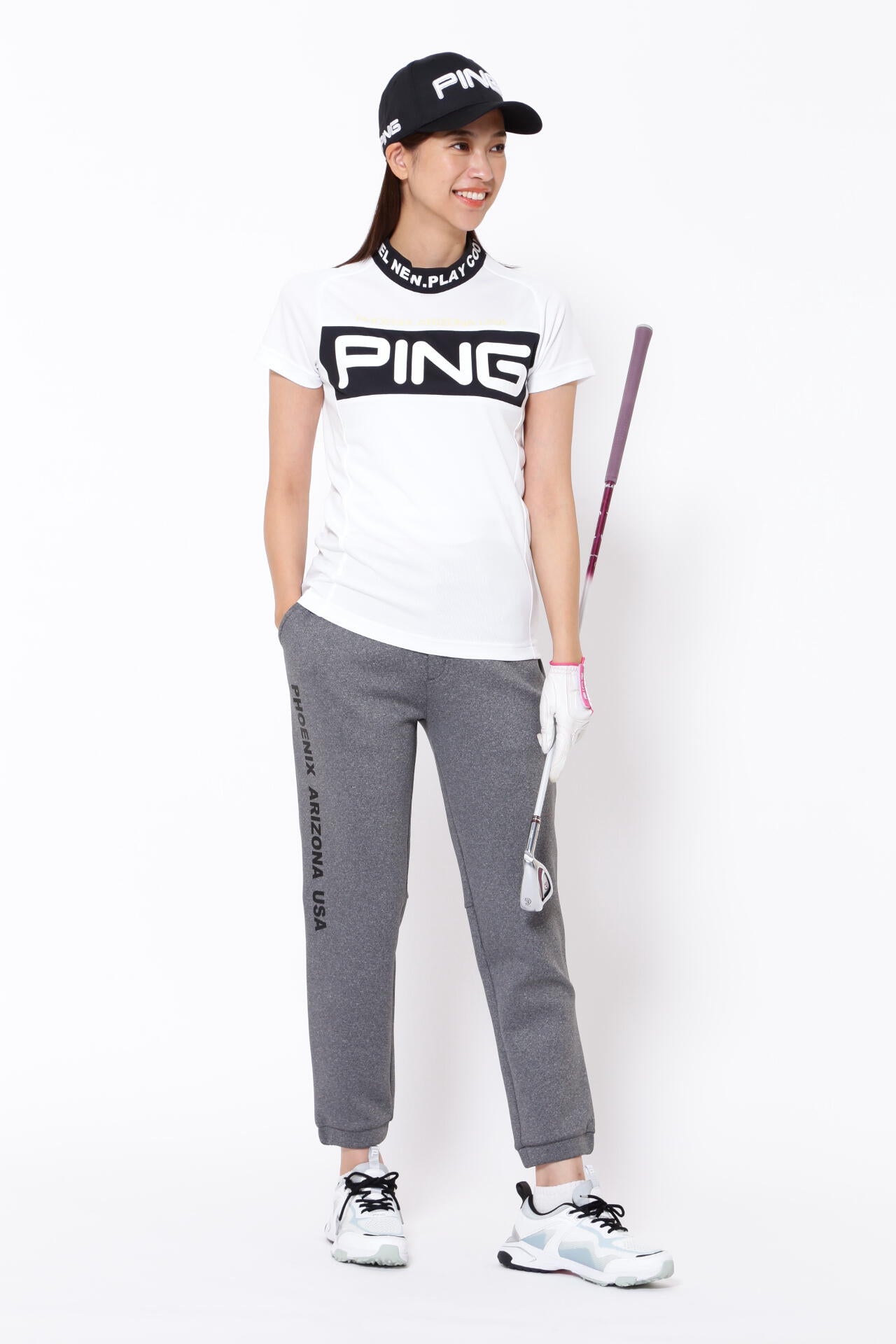 【PING APPAREL】BIG PINGロゴ クールコア半袖ハイネックカットソー <PERFORMANCE> (LADIES)