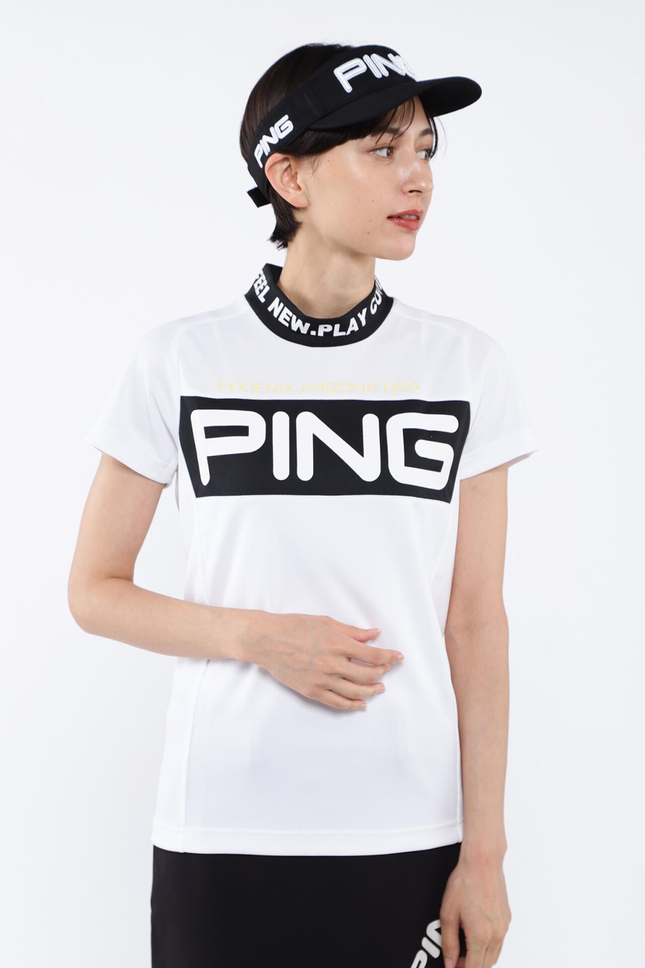 【PING APPAREL】BIG PINGロゴ クールコア半袖ハイネックカットソー <PERFORMANCE> (LADIES)