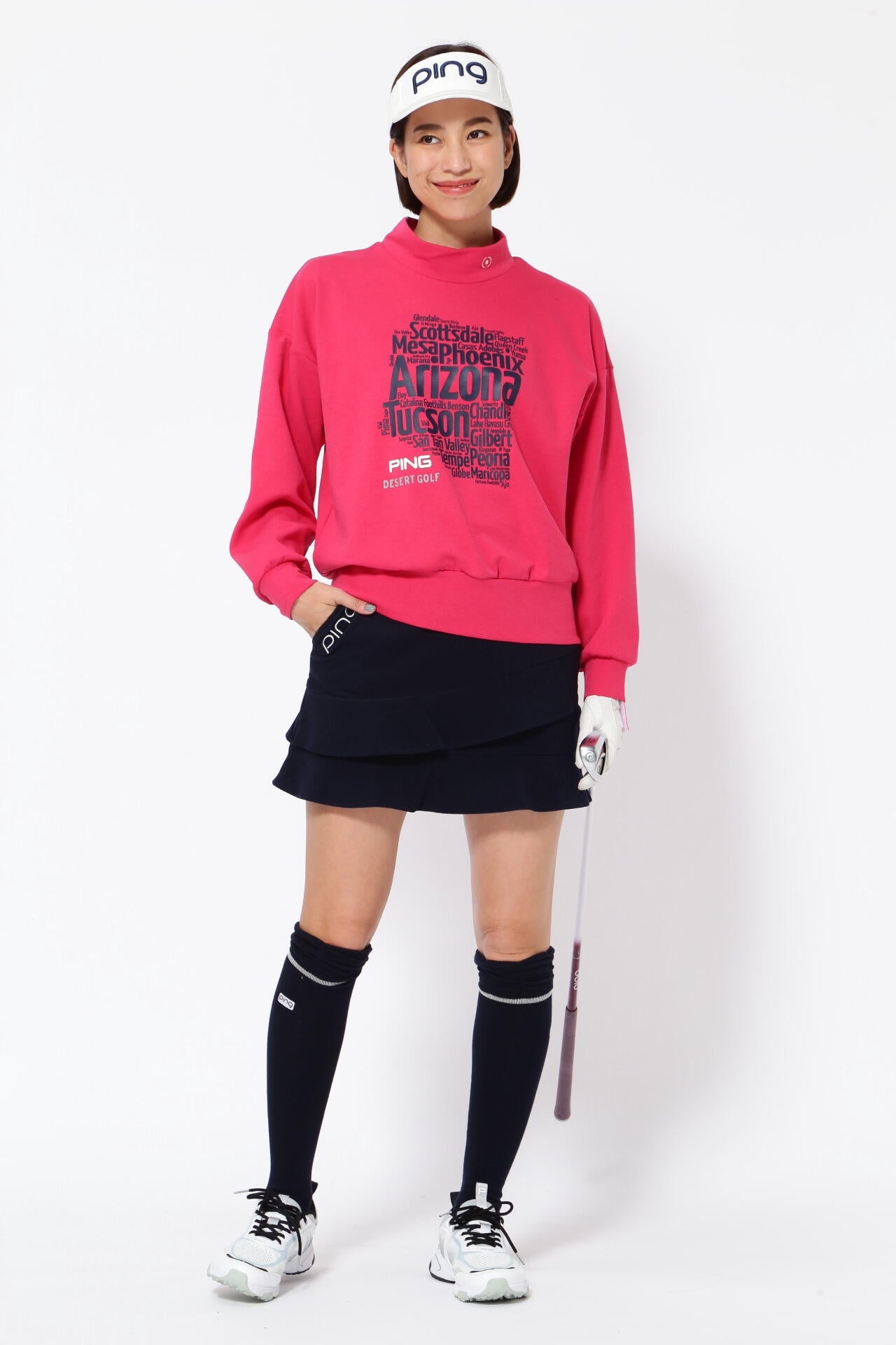 【PING APPAREL】ダブルニット長袖ハイネックカットソー <NATIVE> (LADIES)