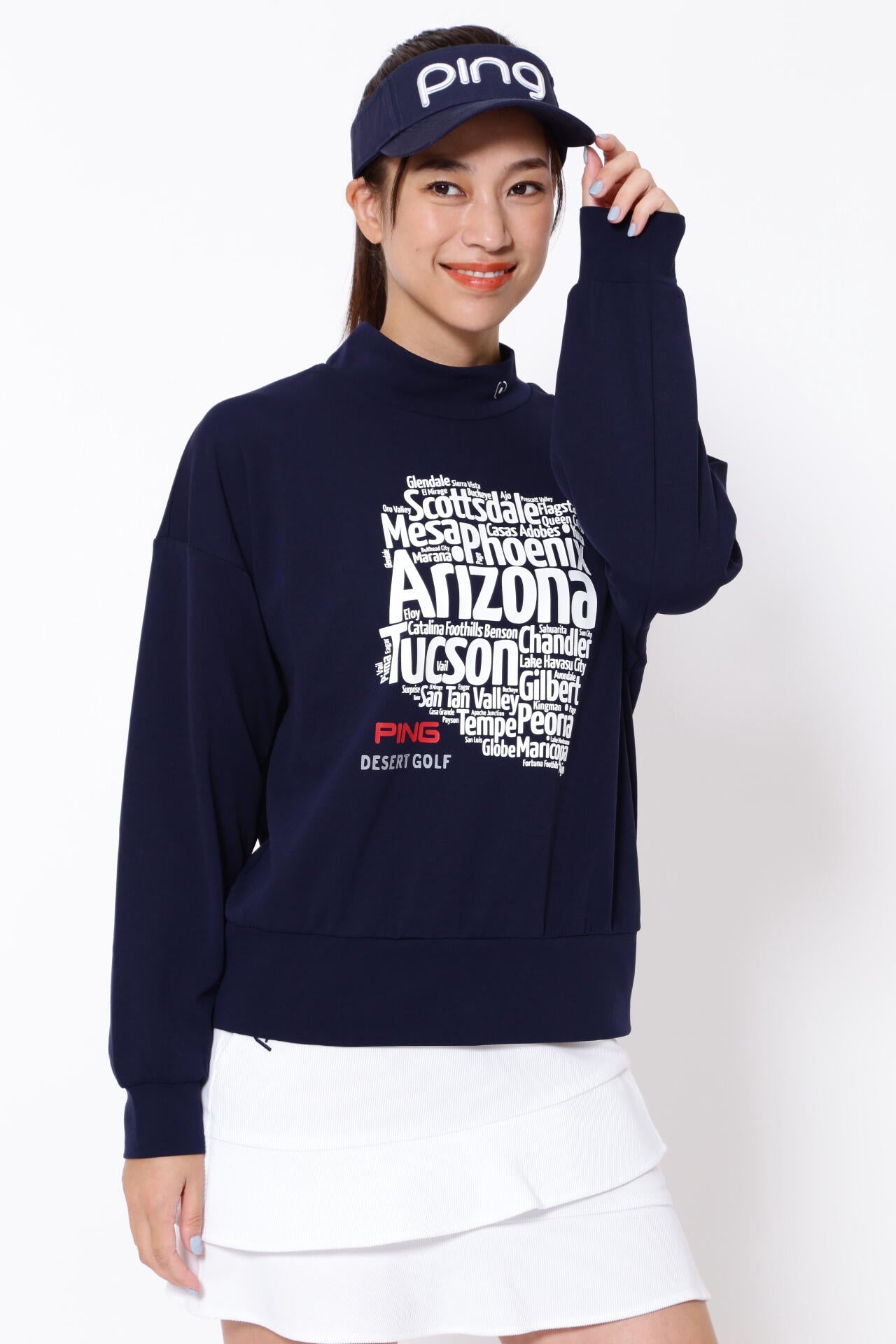 【PING APPAREL】ダブルニット長袖ハイネックカットソー <NATIVE> (LADIES)