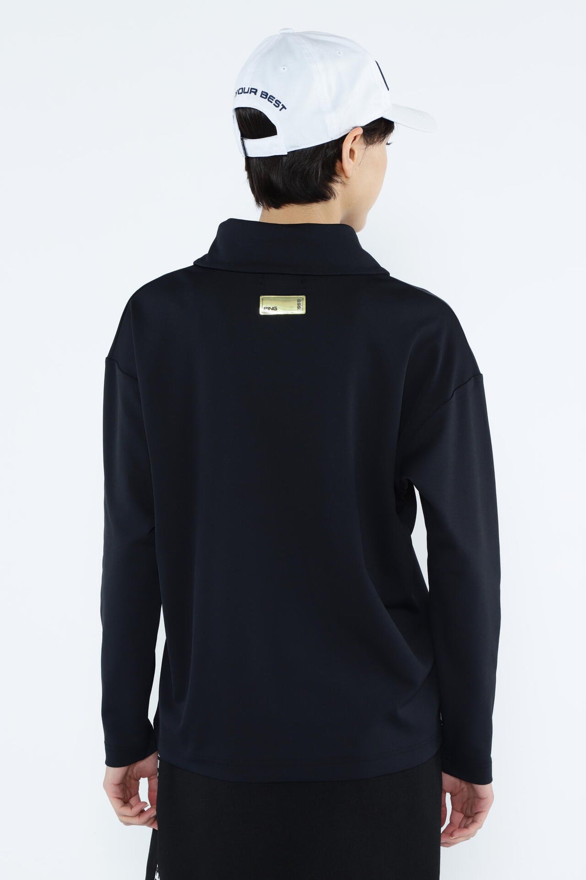 【PING APPAREL】ベアスムースUVハイストレッチ長袖裏フリース変形ハイネックカットソー <GOLD> (LADIES)