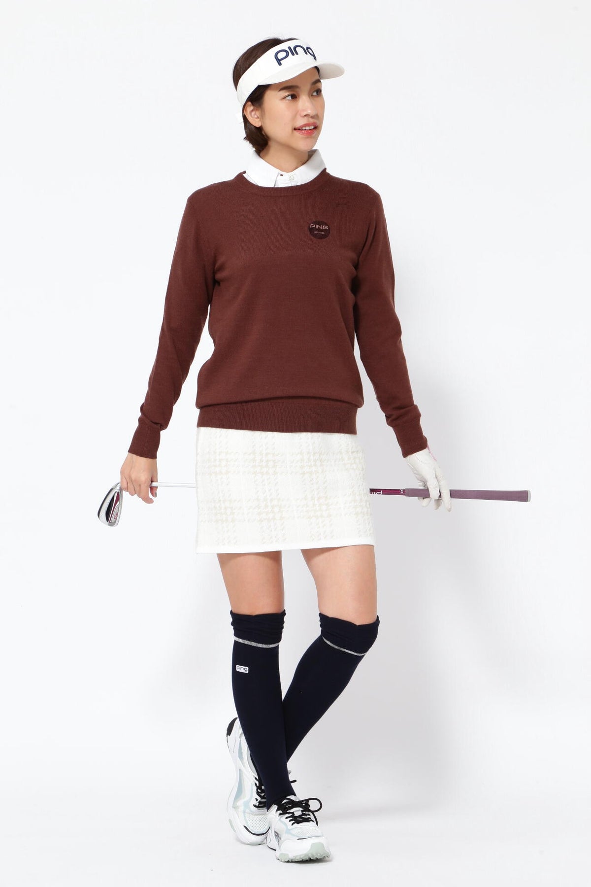 【PING APPAREL】10色展開 プレーンニッティング クルーネックニット <NATIVE> (LADIES)
