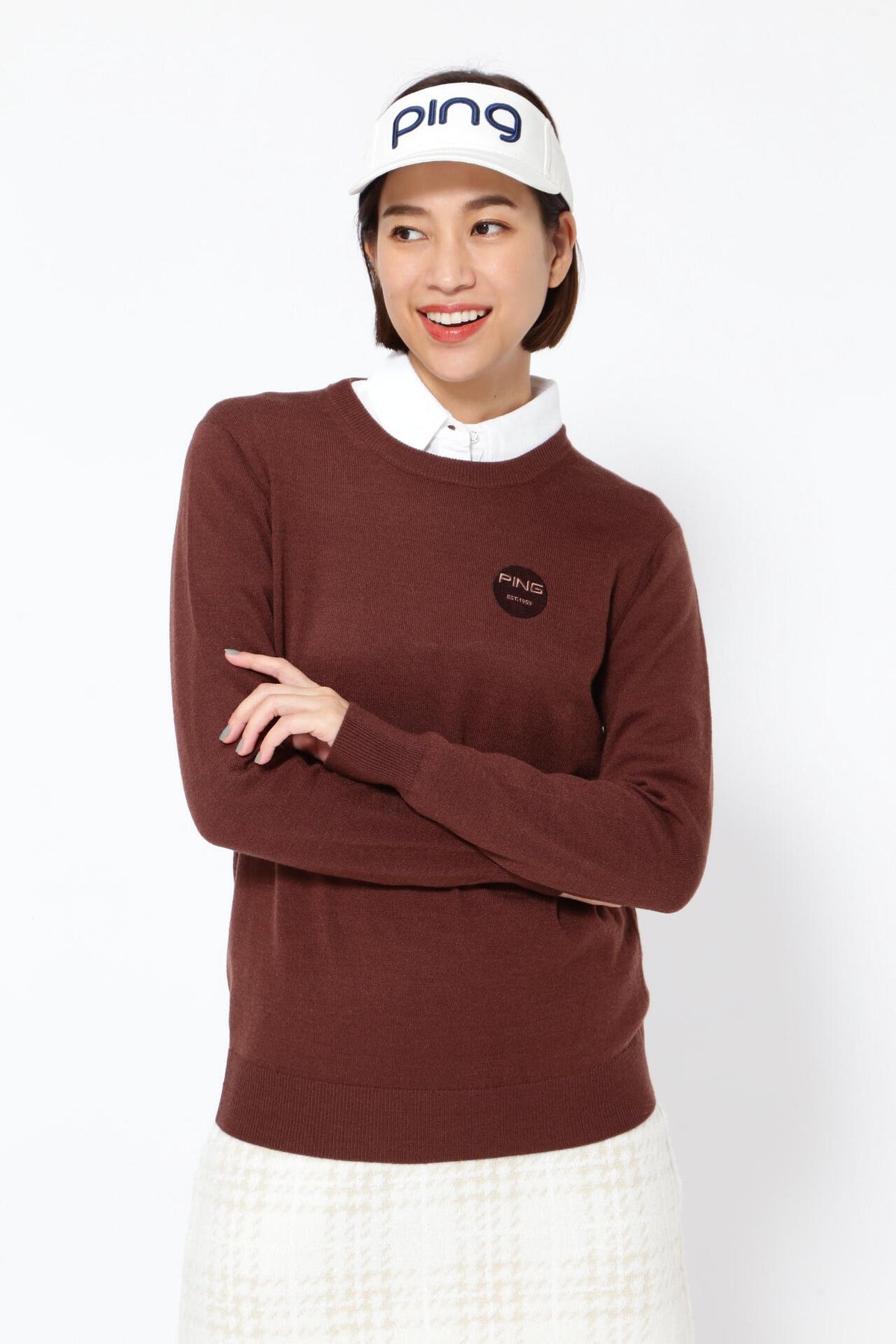 【PING APPAREL】10色展開 プレーンニッティング クルーネックニット <NATIVE> (LADIES)