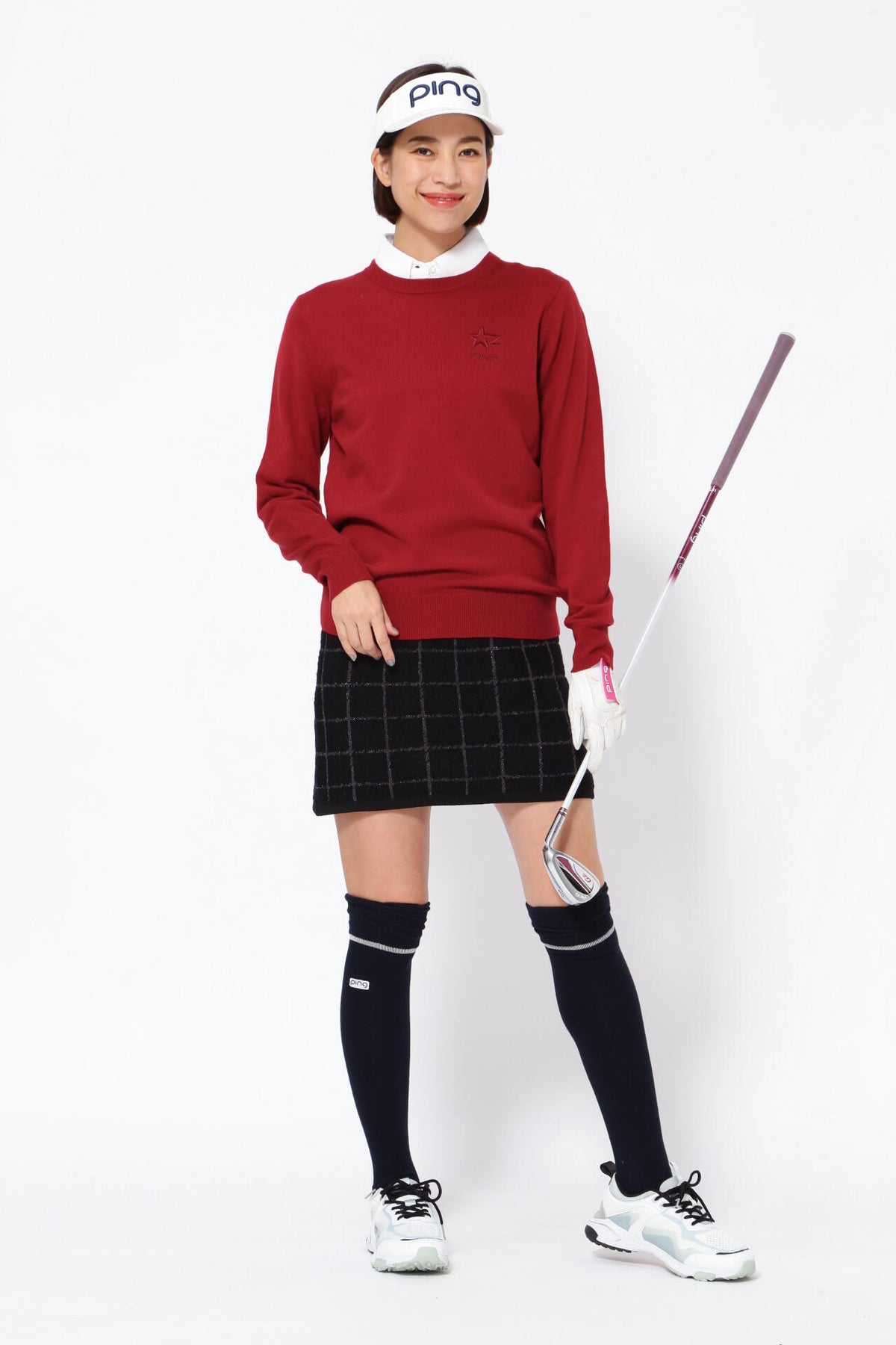 【PING APPAREL】10色展開 プレーンニッティング クルーネックニット <NATIVE> (LADIES)