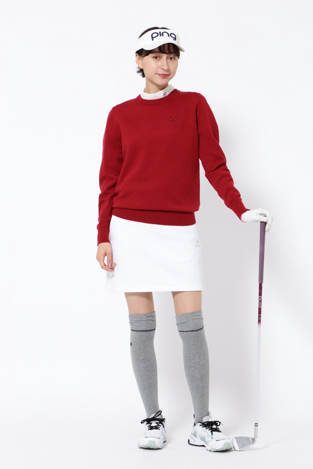 【PING APPAREL】10色展開 プレーンニッティング クルーネックニット <NATIVE> (LADIES)