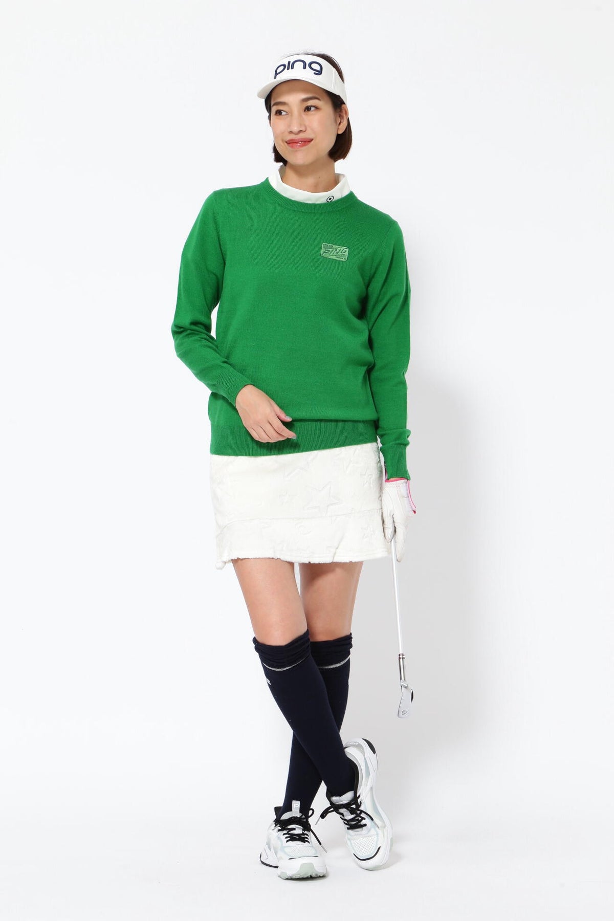 【PING APPAREL】10色展開 プレーンニッティング クルーネックニット <NATIVE> (LADIES)