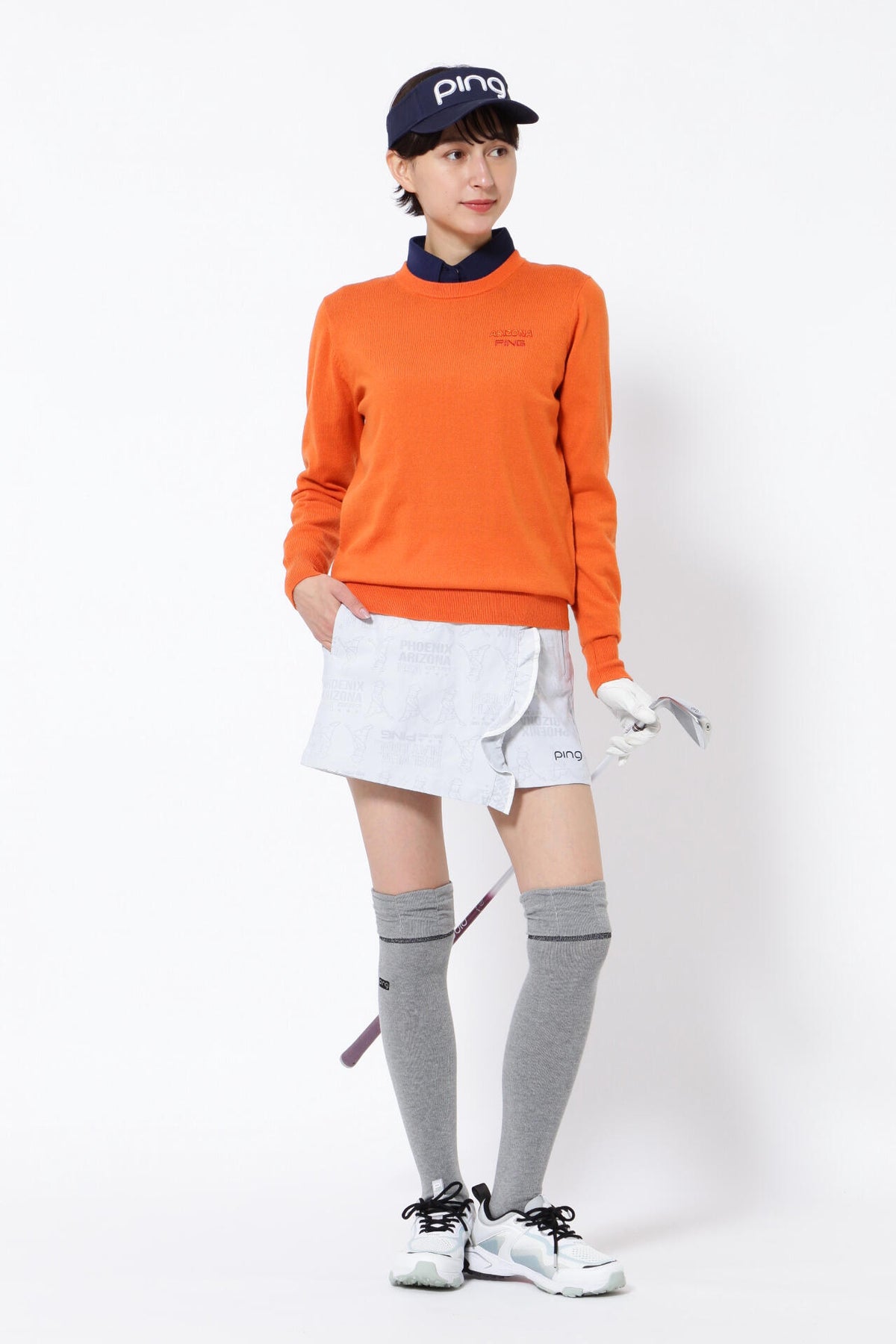 【PING APPAREL】10色展開 プレーンニッティング クルーネックニット <NATIVE> (LADIES)