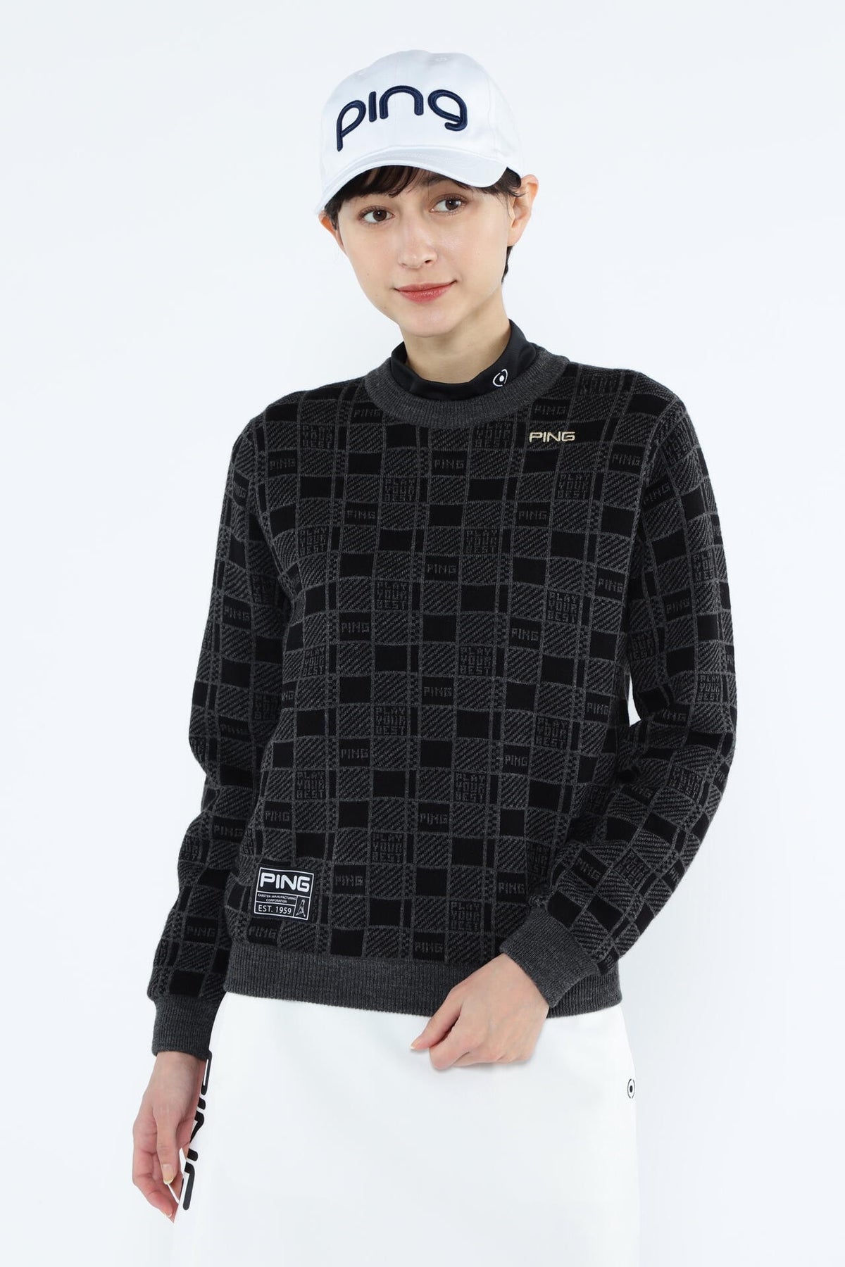 【PING APPAREL】裏付き クルーネックニットプルオーバー <GOLD> (LADIES)