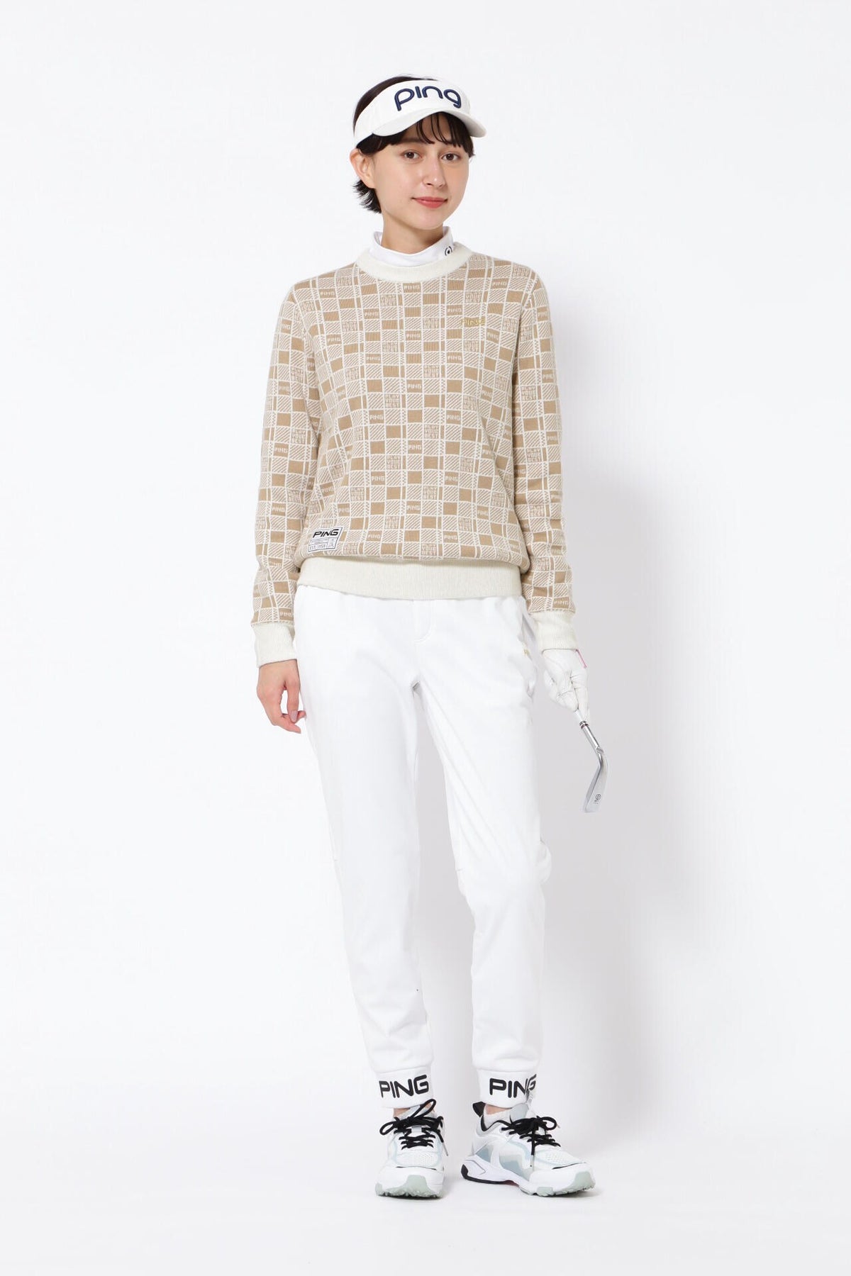 【PING APPAREL】裏付き クルーネックニットプルオーバー <GOLD> (LADIES)