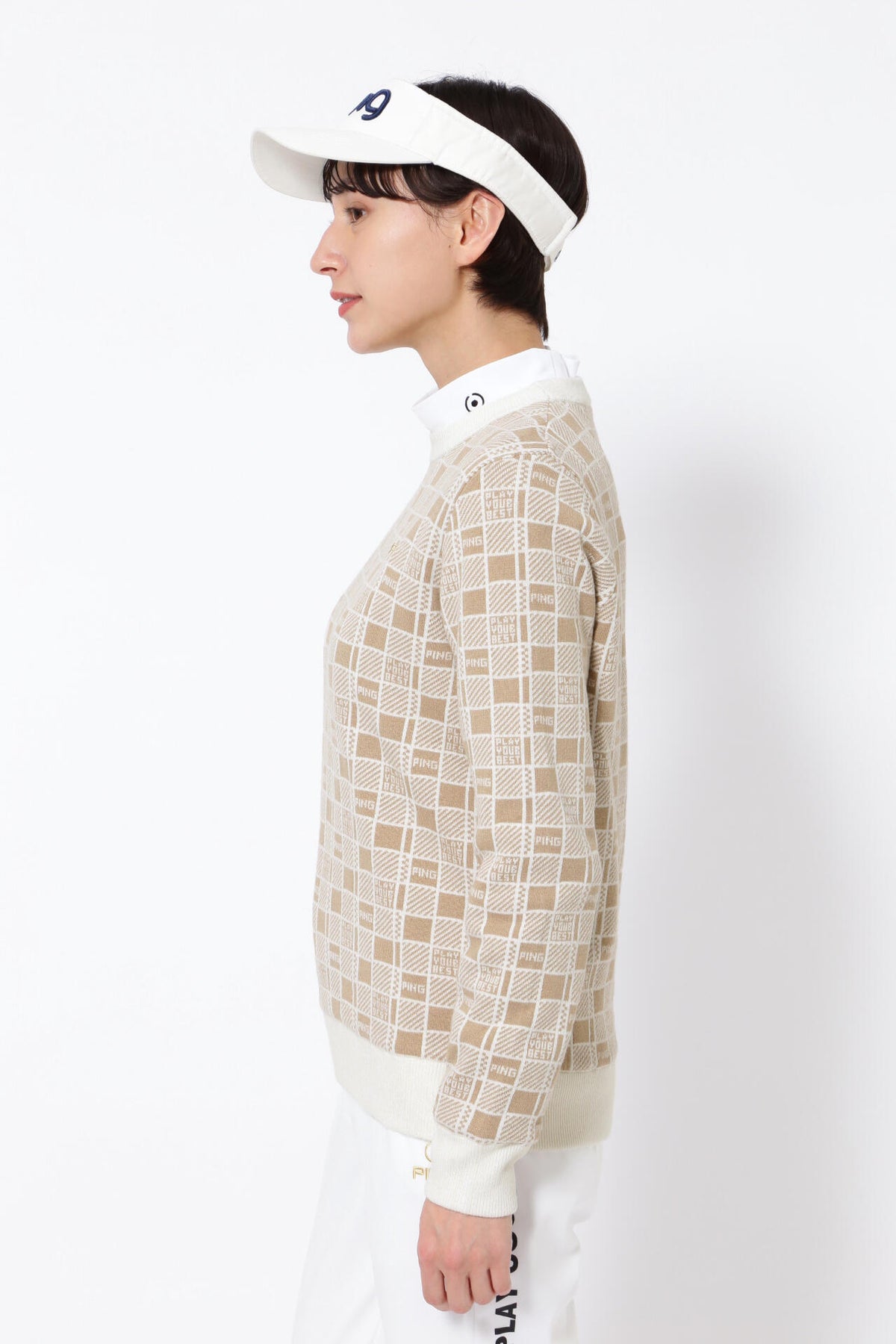 【PING APPAREL】裏付き クルーネックニットプルオーバー <GOLD> (LADIES)