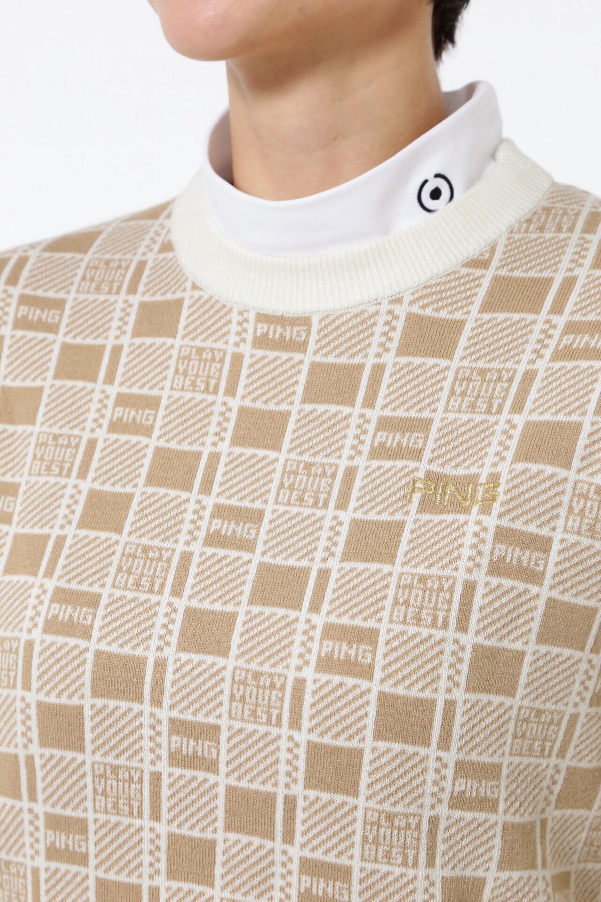 【PING APPAREL】裏付き クルーネックニットプルオーバー <GOLD> (LADIES)