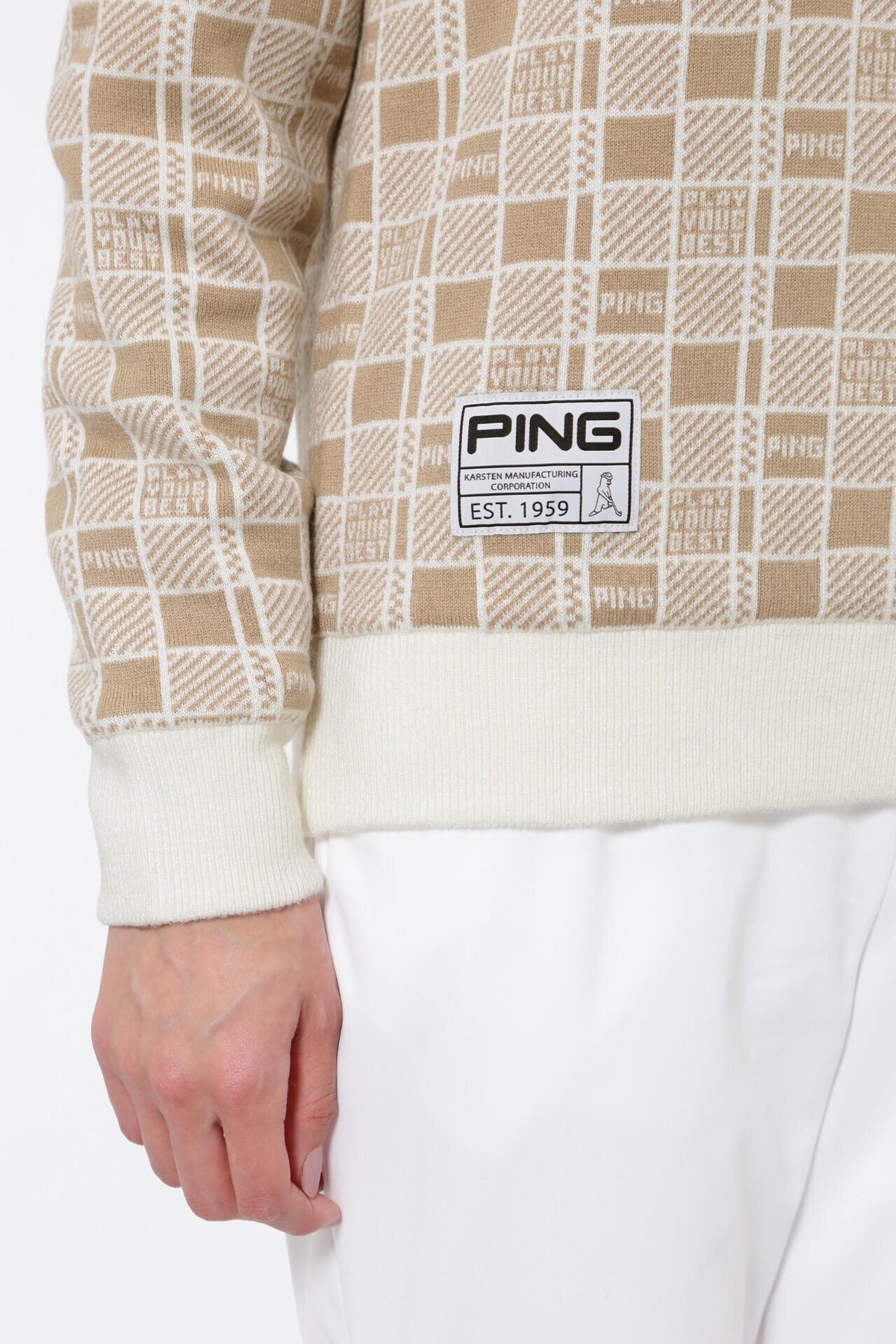 【PING APPAREL】裏付き クルーネックニットプルオーバー <GOLD> (LADIES)