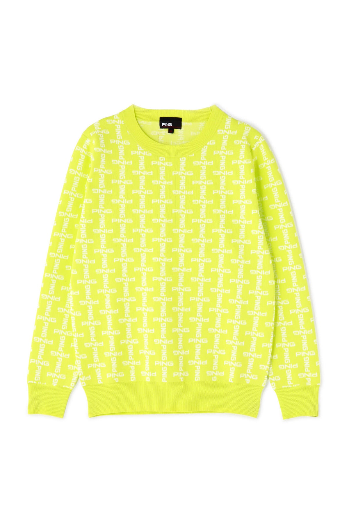 【PING APPAREL】モノグラム柄ジャガードクルーネックニットプルオーバー <GOLD> (LADIES)