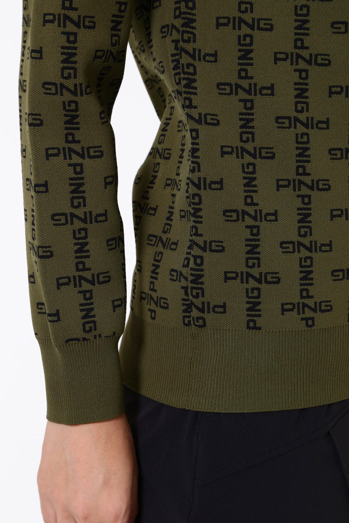 【PING APPAREL】モノグラム柄ジャガードクルーネックニットプルオーバー <GOLD> (LADIES)