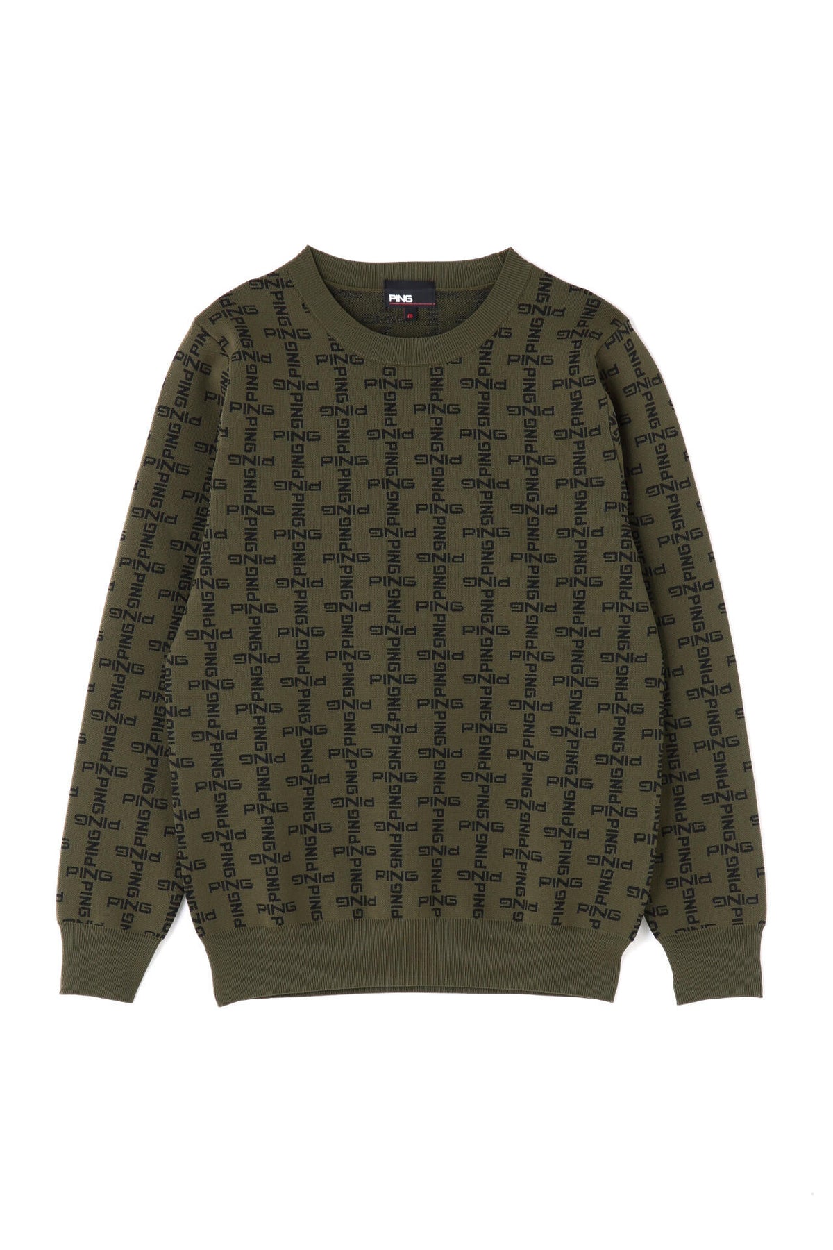 【PING APPAREL】モノグラム柄ジャガードクルーネックニットプルオーバー <GOLD> (LADIES)